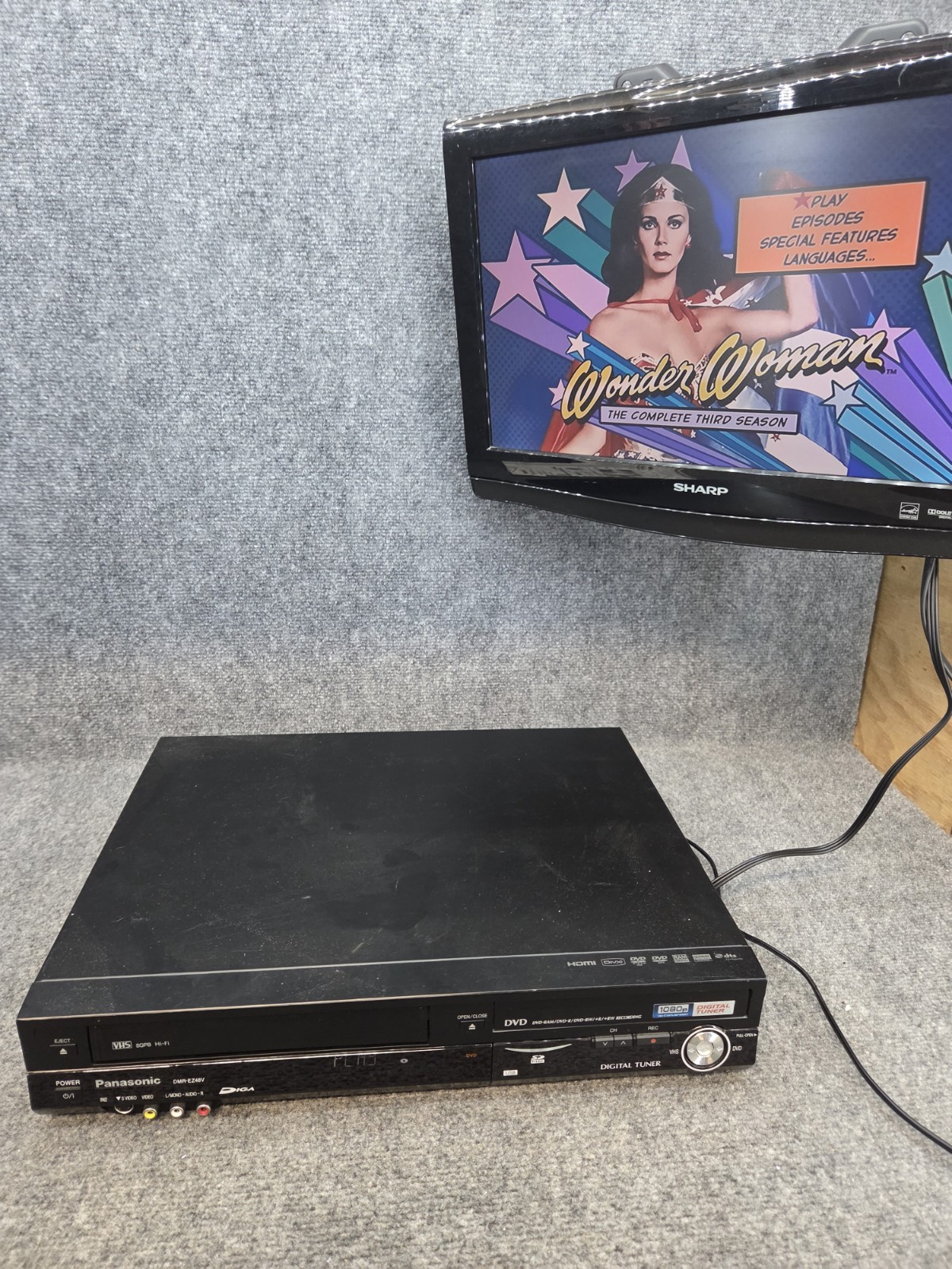 Panasonic DMR-EZ48V DVD Recorder VCR VHS Combo HDMI 1080p TESTED NO Remote