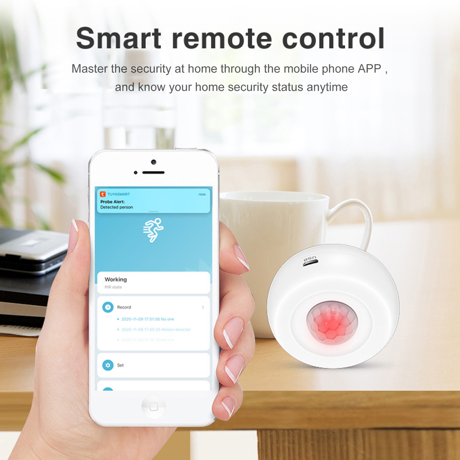 Smart WiFi PIR Motion Sensor Ceiling Wall Mount USB Battery Powered Light Sensor