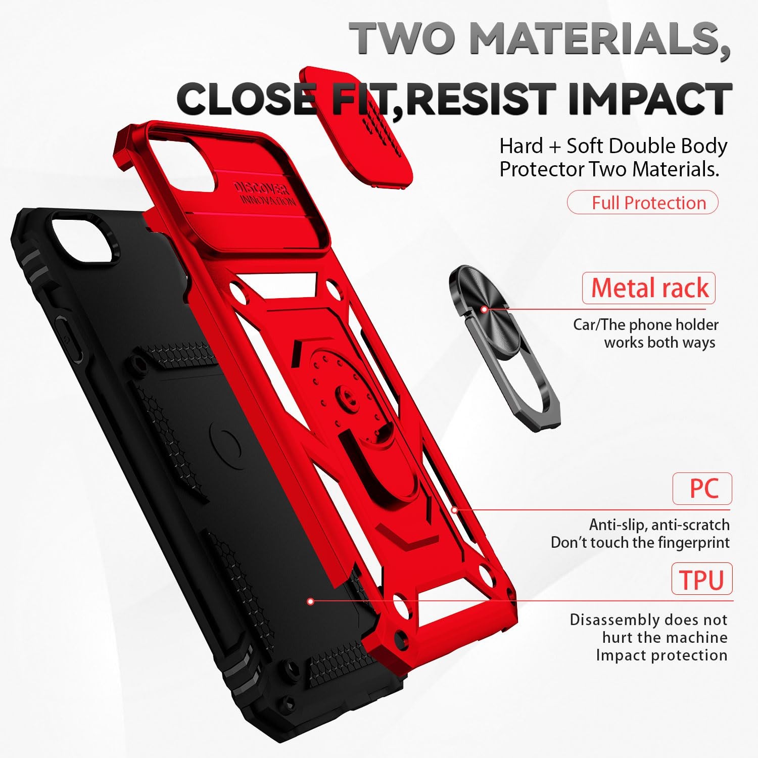 SunStory Compatible with iPhone SE 2022/2020/3rd/2rd / 6/7/8 Case HD Red