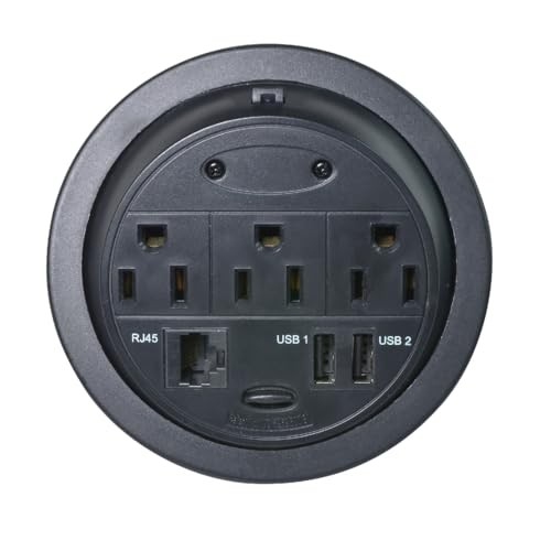 Recessed Power Grommet Desk 3 AC Outlets / 1 Ethernet / 2 USB (Power or Data)