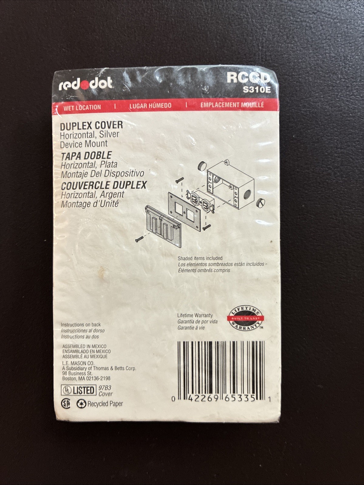 Red Dot Duplex Cover Horizontal Silver Device Mount RCCD S310E