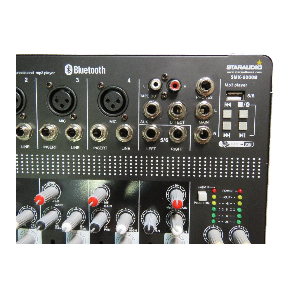 6CH Audio Sound Mixer Function Recording Mixing Console Effects Bluetooth DJ Mix