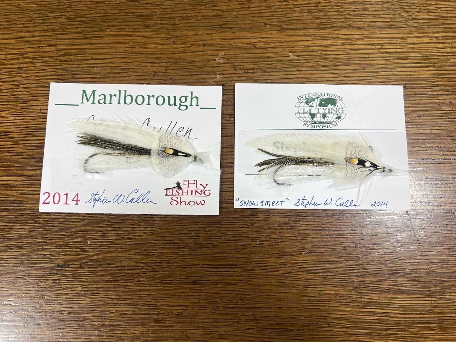 Lot Of 2 Stephen W Cullen Snowsmelt Hand Tied Fly Fishing Lure Streamers On Card