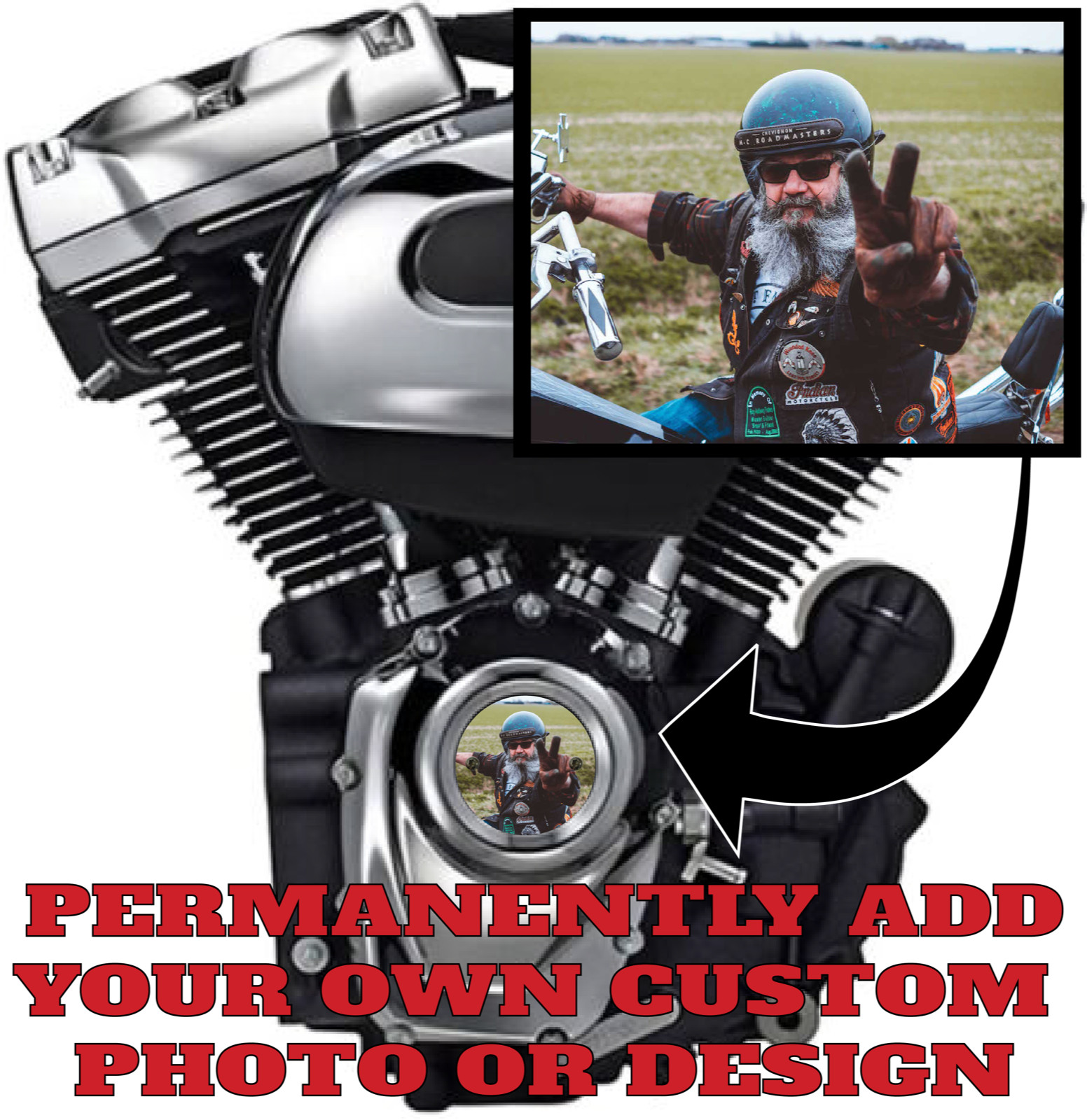 Custom Photo-Image Points / Timing Cover fits Harley M8 Motor.  Made in the USA