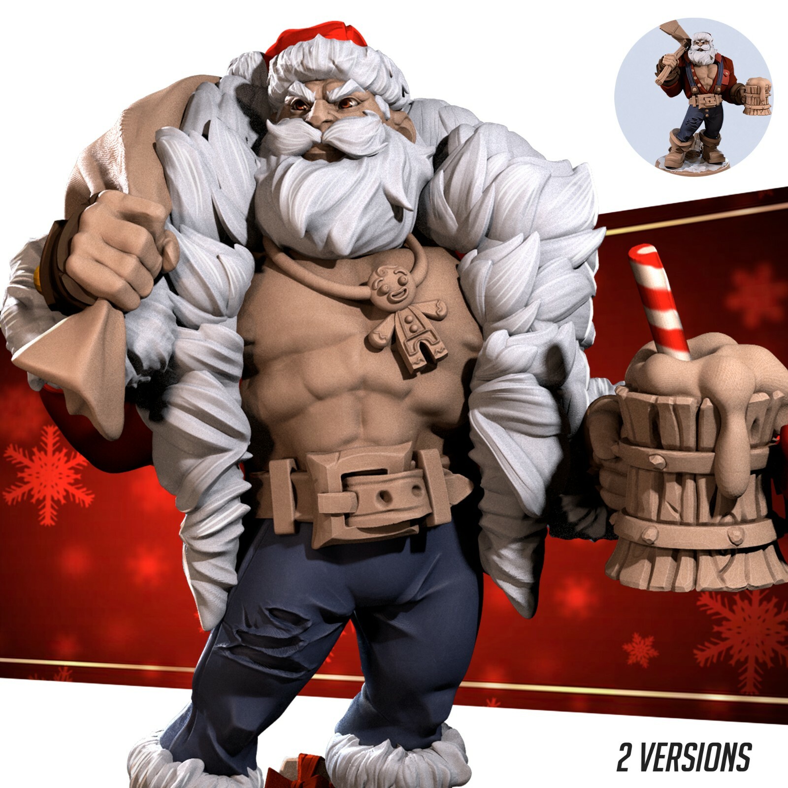 Klaus - Sexy Santa Braum with Beverage - Bite the Bullet - Fantasy D&D Miniature