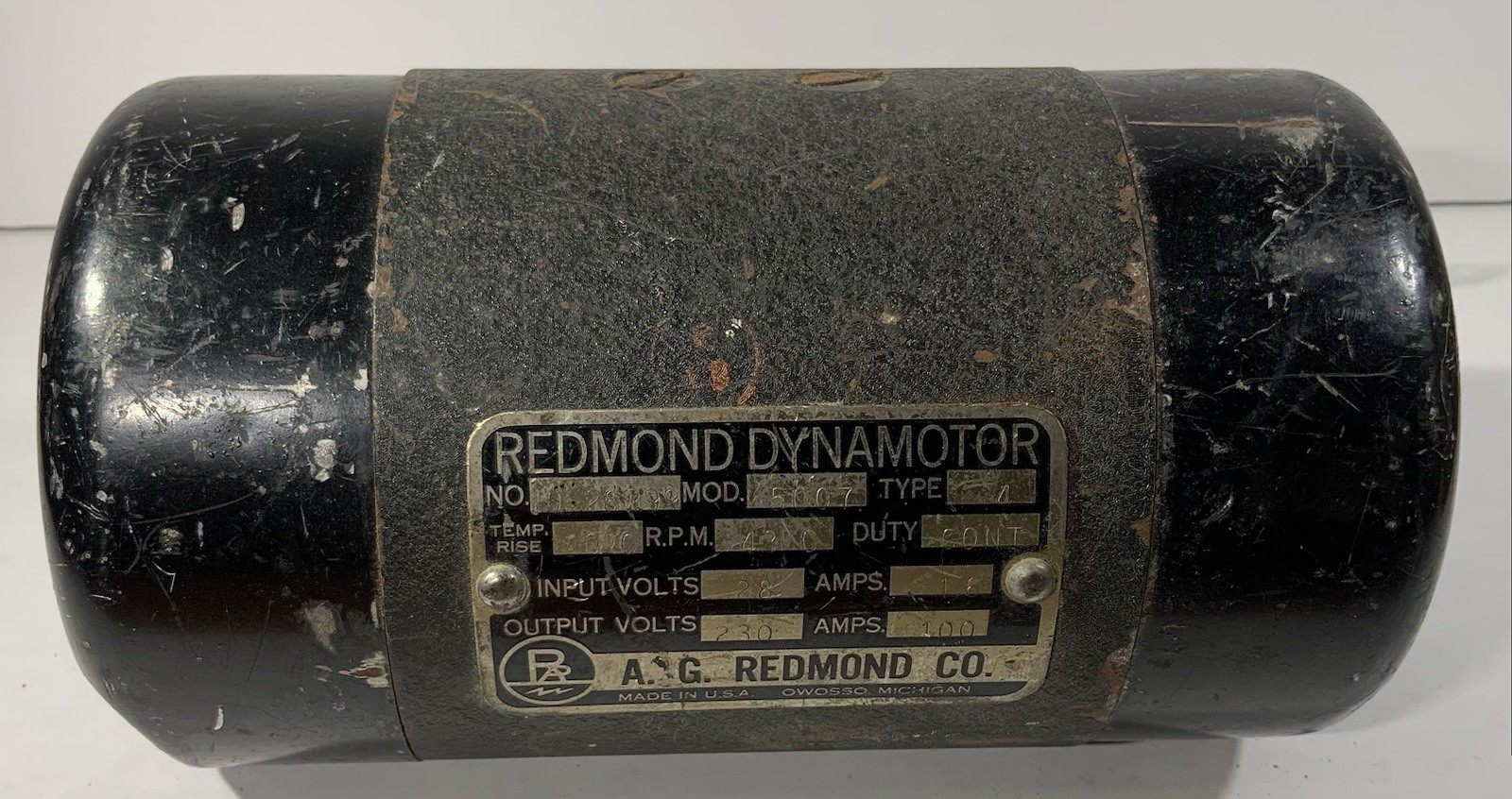 Redmond Radio Dynamotor Model 5007 Type 4 28V - 230VDC W’ Spare Brushes - Parts
