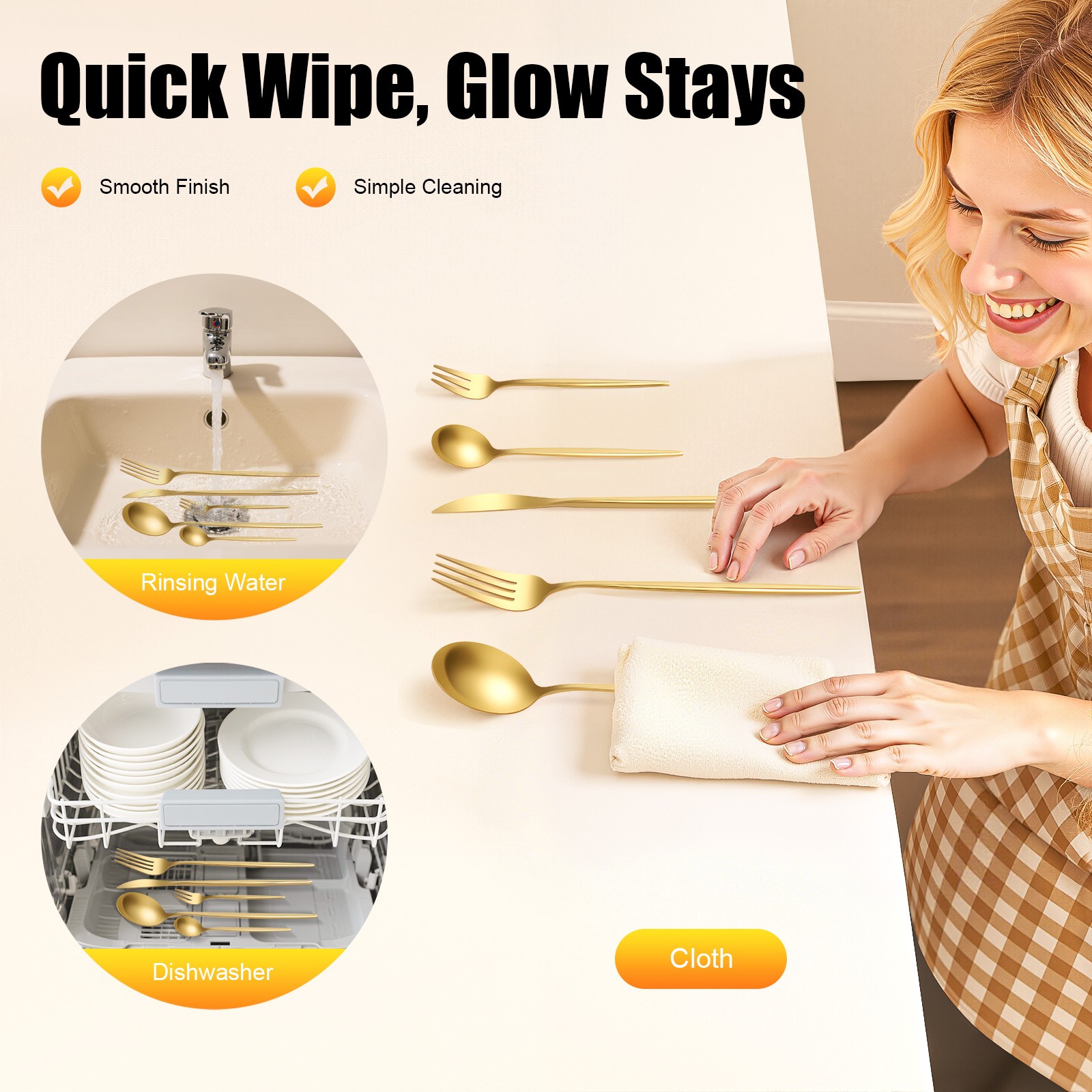 90pcs/Set Gold Silverware 410 Stainless Steel Flatware Sets Dishwasher