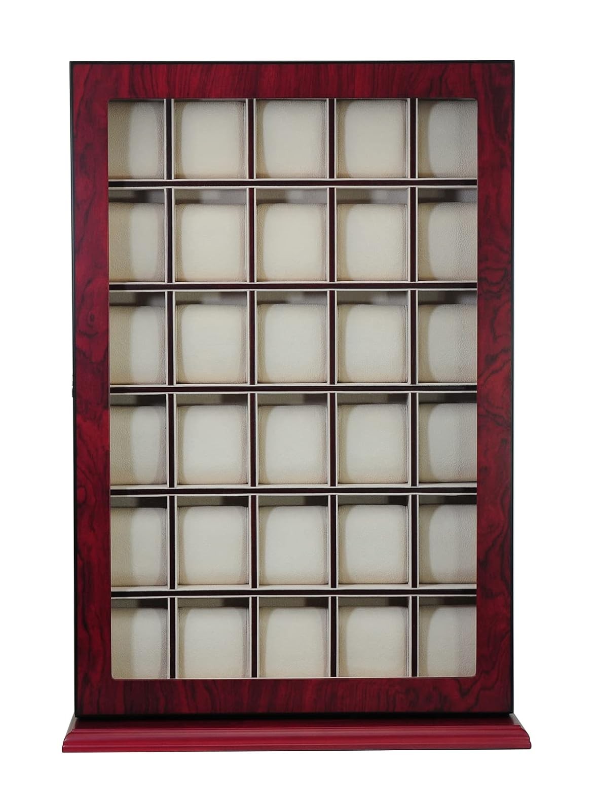 TIMELYBUYS 30 Piece Cherry Wood Watch Display Wall Case