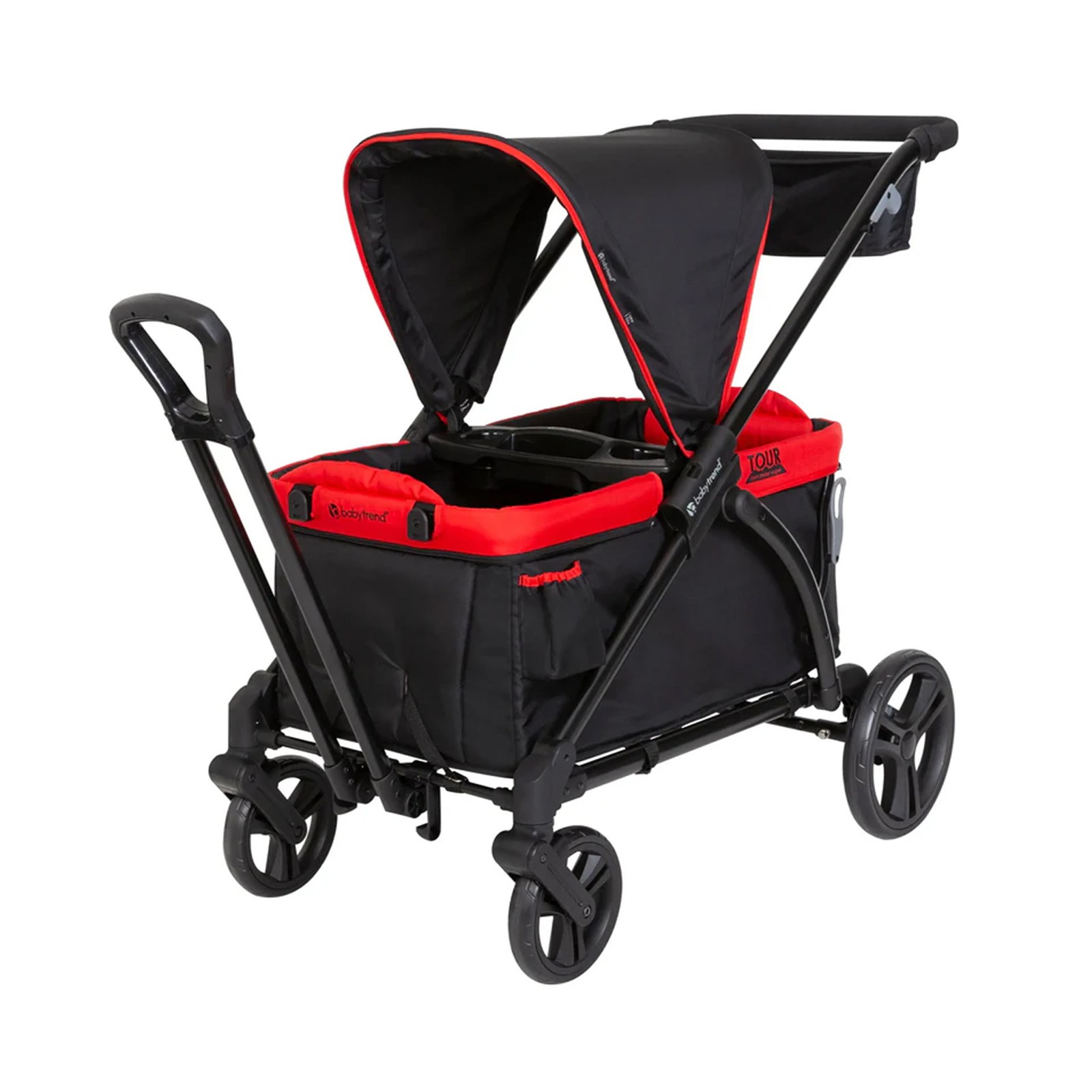 Baby Trend Tour 2-in-1 Push or Pull Stroller Wagon, 2-Seater w/ Canopy, Mars Red