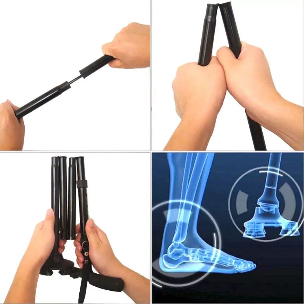 New Folding Walking Cane with LED Light, Adjustable Walking Stick with Carrying