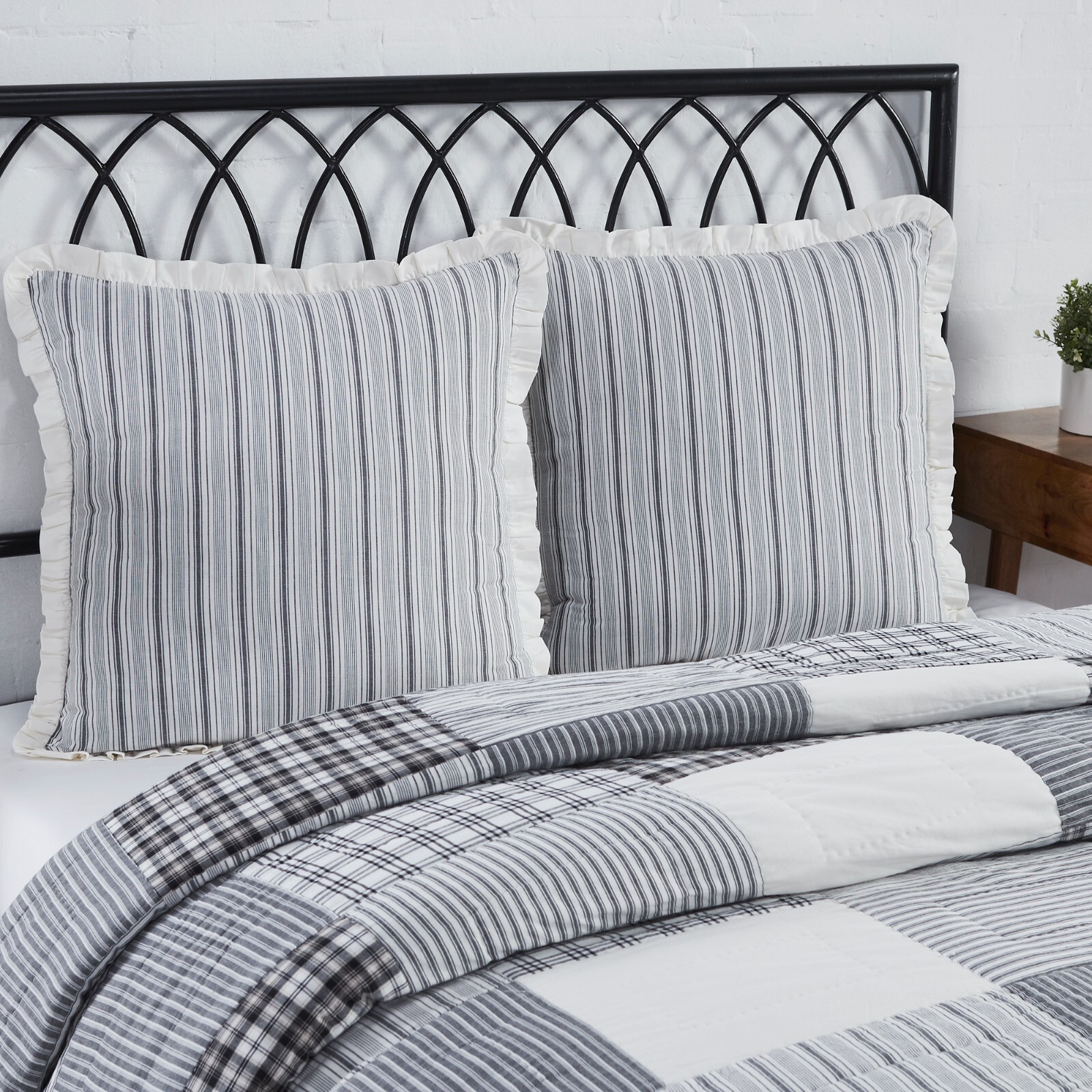 SAWYER MILL Black FABRIC EURO SHAM 26X26 Country Farmhouse VHC Brands