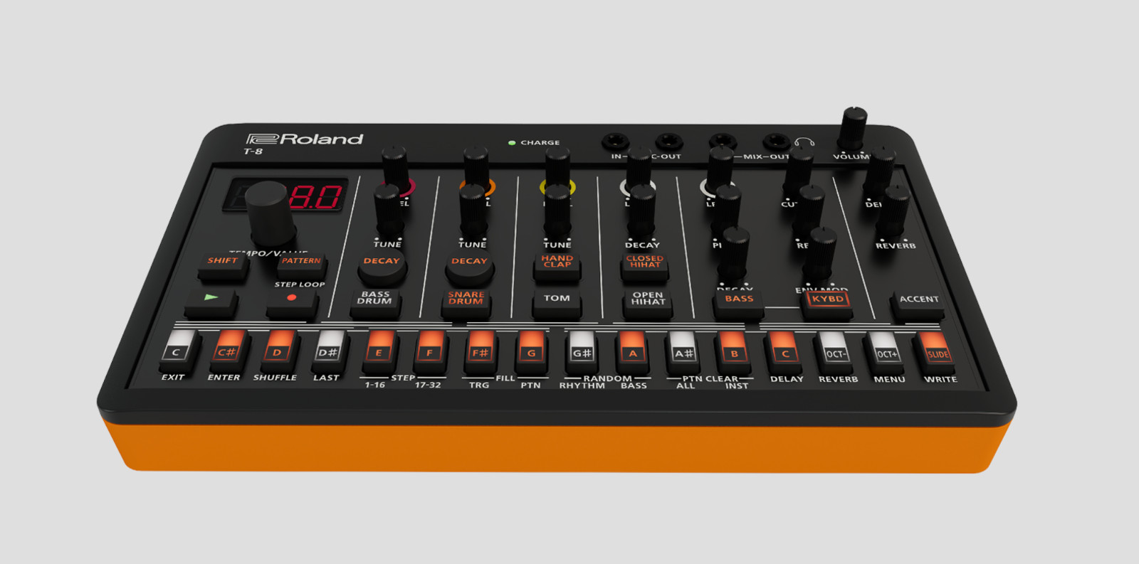 Roland T-8 Digital Drum Machine Synth w/ Sequencer, 16 Keys, USB MIDI Sync