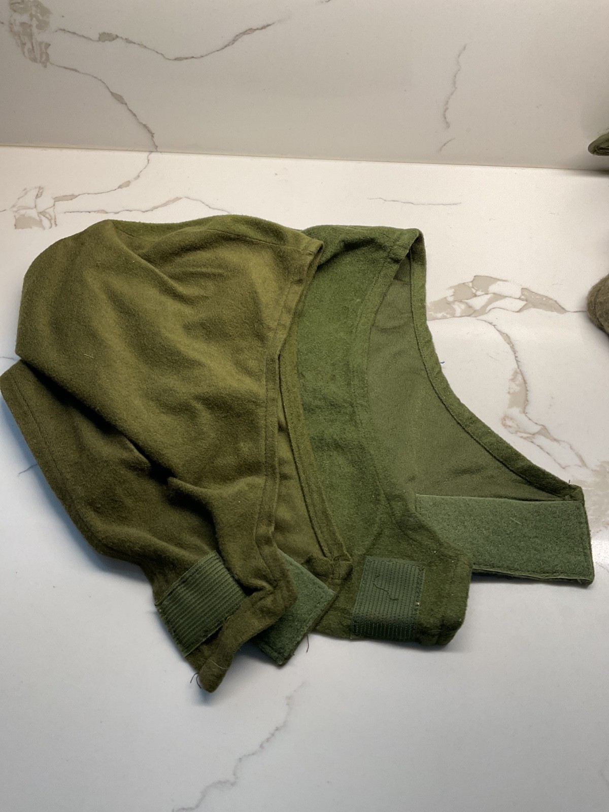 Two Vintage OD Green Sleeping Hood Hats