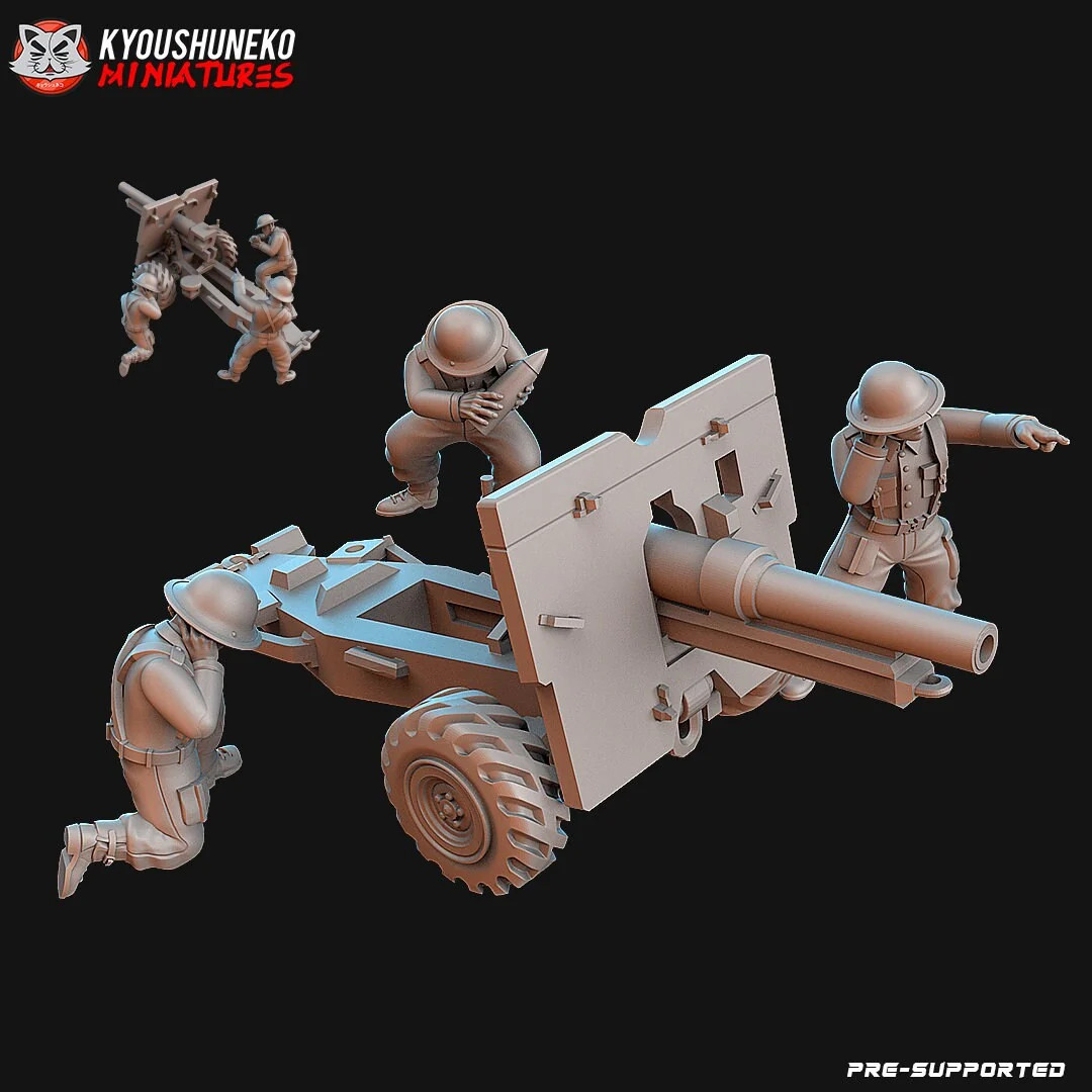 WW2 British 25lb Artillery Team - 28-54mm WW2 Army - Resin Tabletop Miniature