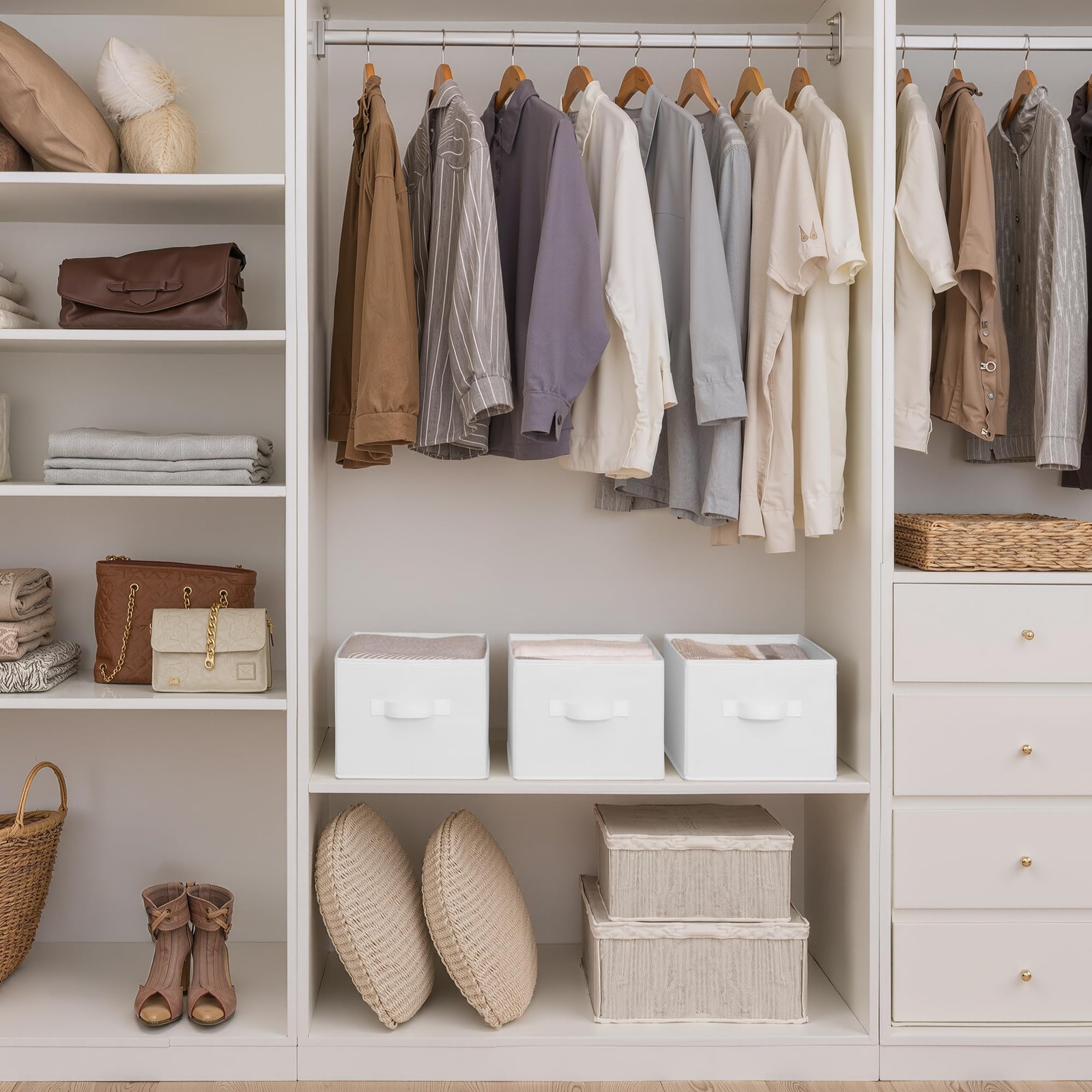 Collapsible Shelf Baskets, Storage Bins for Clothes, Closet Organization and ...