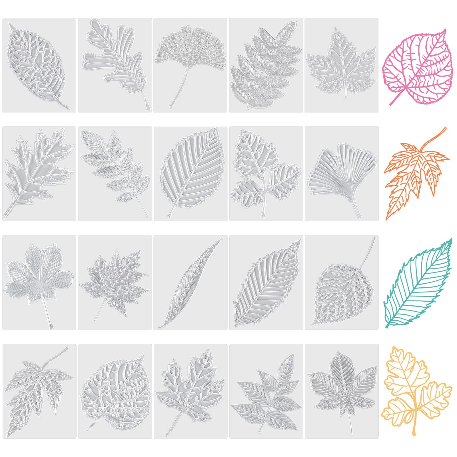20 Pcs Leaf Rubbing Plates 3.94 x 5.12 Inches Texture Art Supplies Texture Pl...