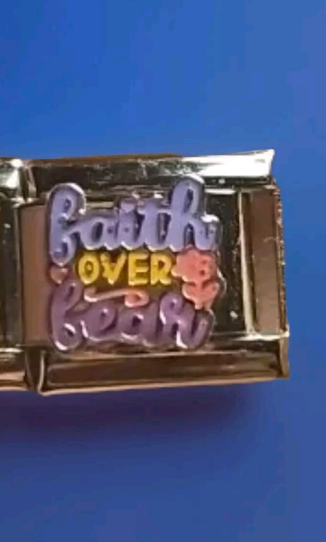 Faith Over Fear Italian Charm 9mm Stainless Steel