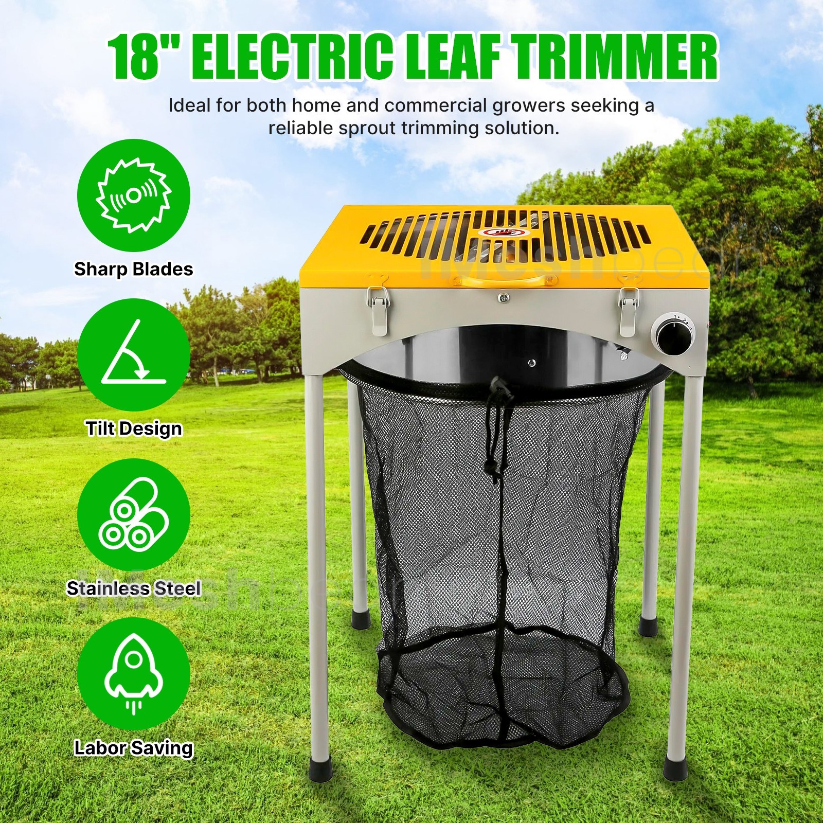 18" Electric Bud Leaf Trimmer Hydroponic Trimmer Wet Leaf Bud Trimmer 3 Speed US