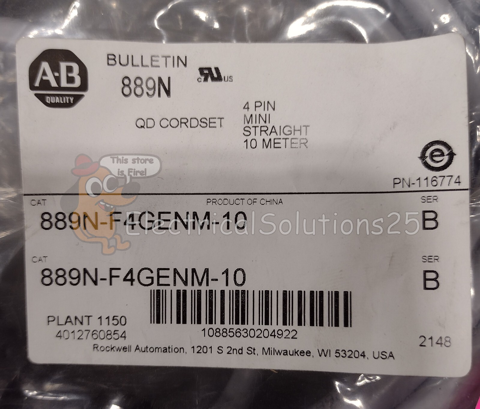 New Allen Bradley 889N-F4GENM-10  Series B Cordset Free Shipping
