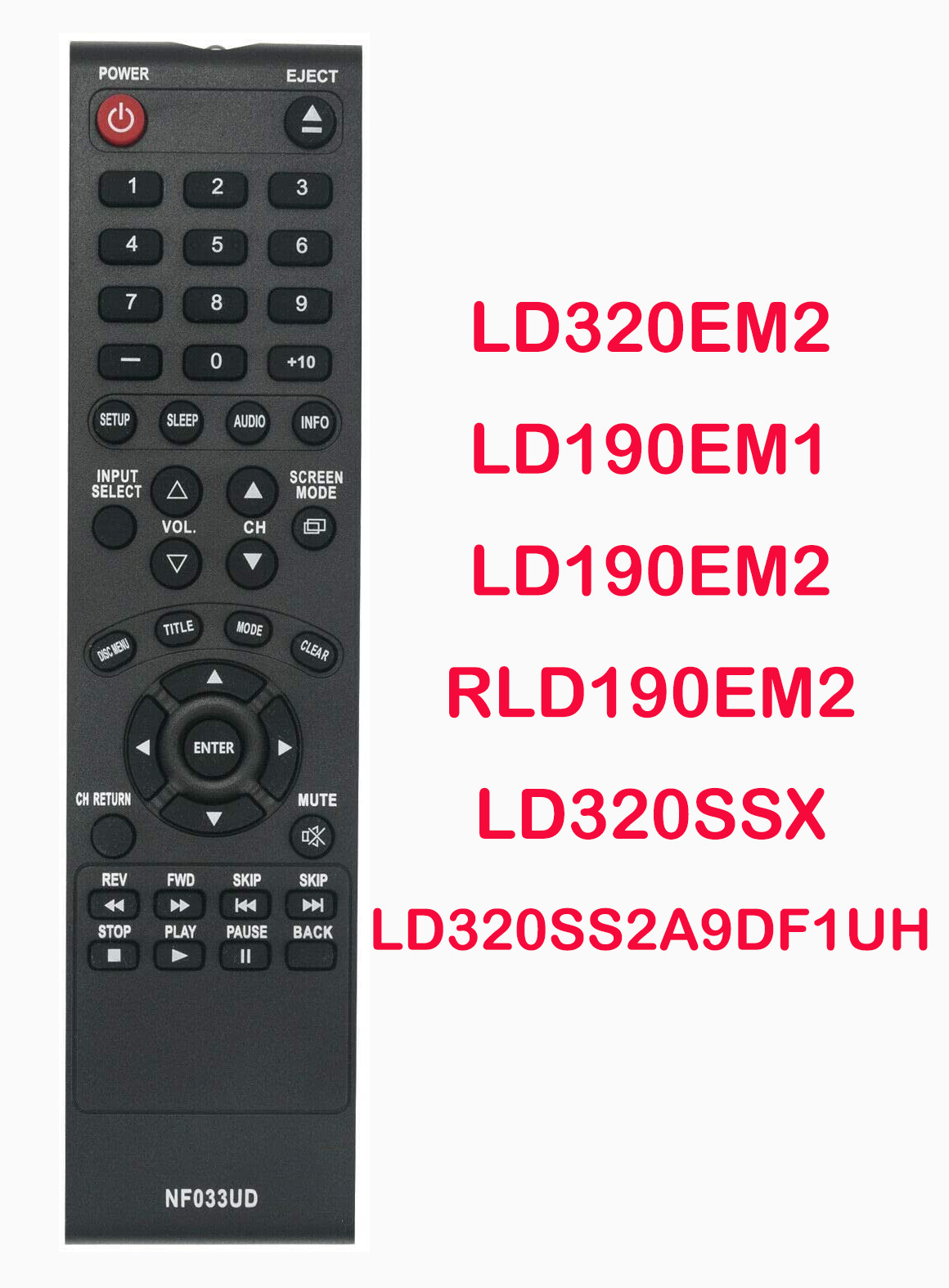 New Remote for Emerson/Sylvania TV LD190EM2 LD260EM2 LD320EM2 LD190SS2 LD195SSX
