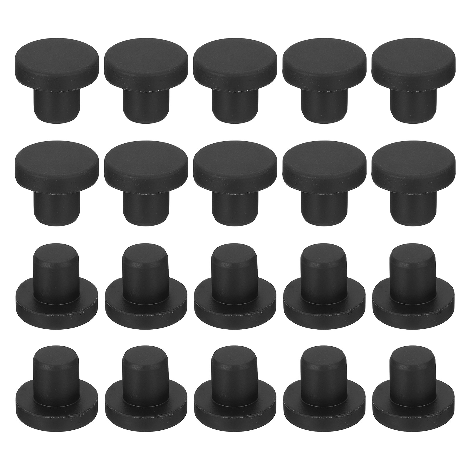 20-Pack Black Rubber Stopper Plugs, 9mm Plug Holes for 8.5mm/0.33-0.33" Hole