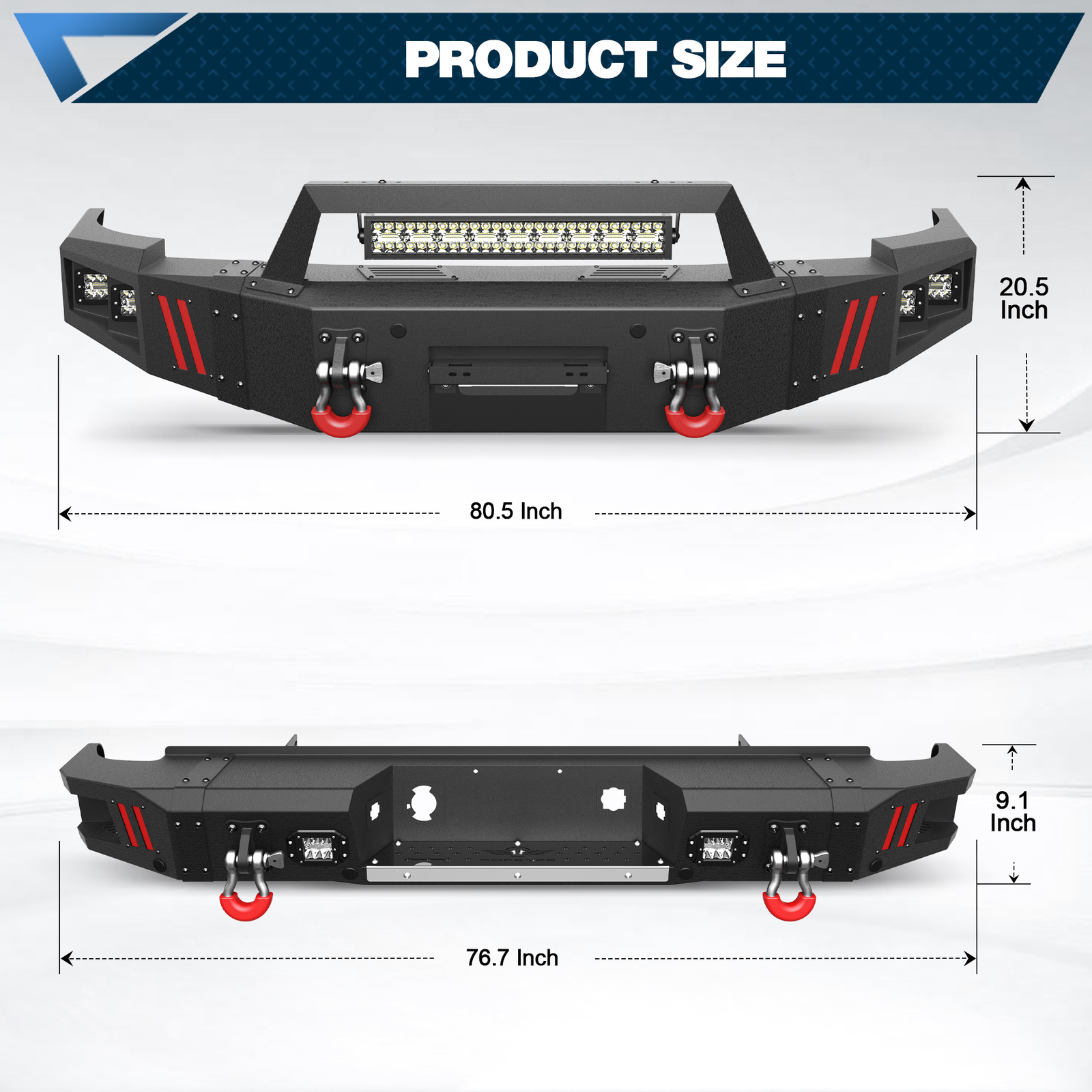 Front or Rear Bumper W/ Winch Plate&LED Light For Chevy Silverado 1500 2007-2013