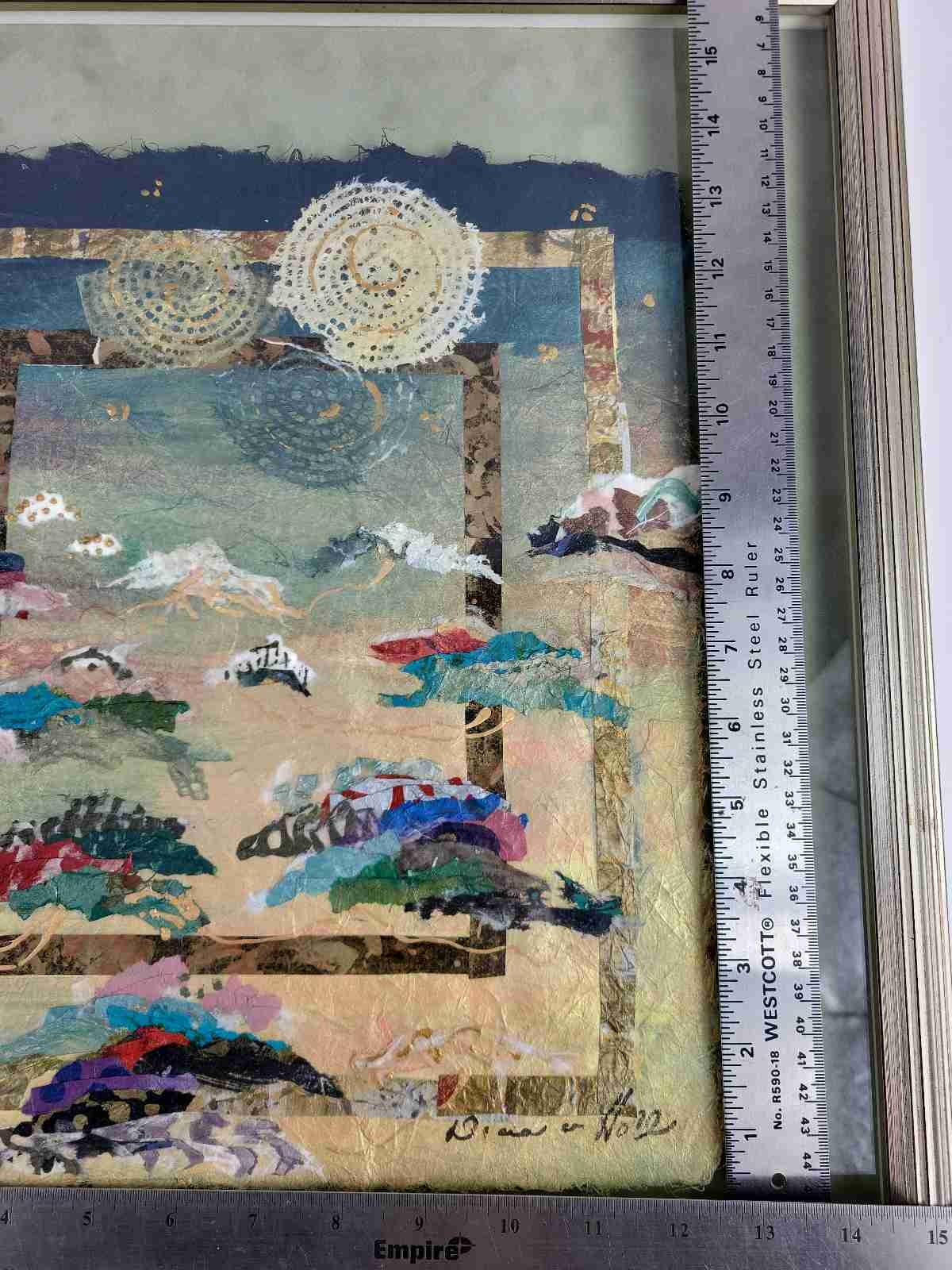 Diana Van Hall Signed Original Mixed Media Collage Textile Abstract Art