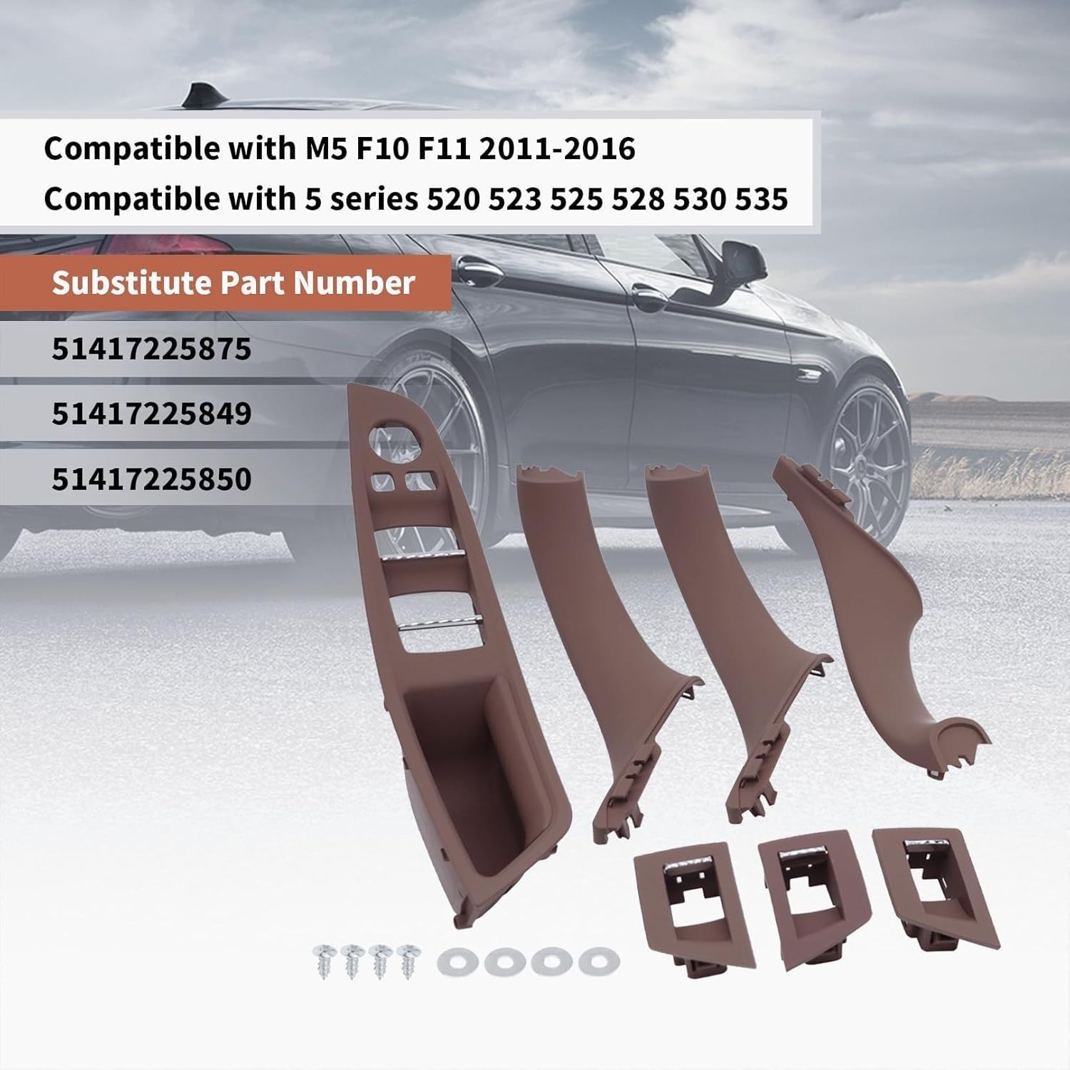 7PCS Brown Door Pull Handles Compatible with BMW 5 Series 2010-2016