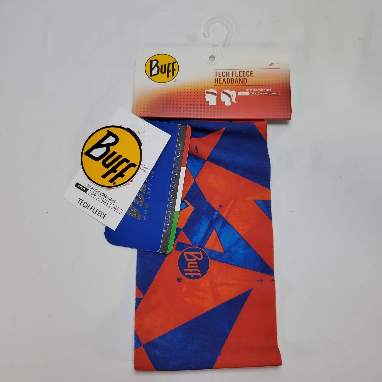 NEW Buff Tech Fleece Headband Blue Orange Vuelta Italian Fabric Spain Adult