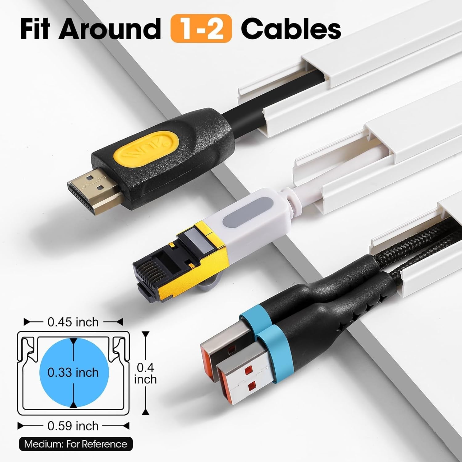 116in Cord Hider Kit, Cord Covers for Wires on Wall, Cord Hider for Wall Mount t