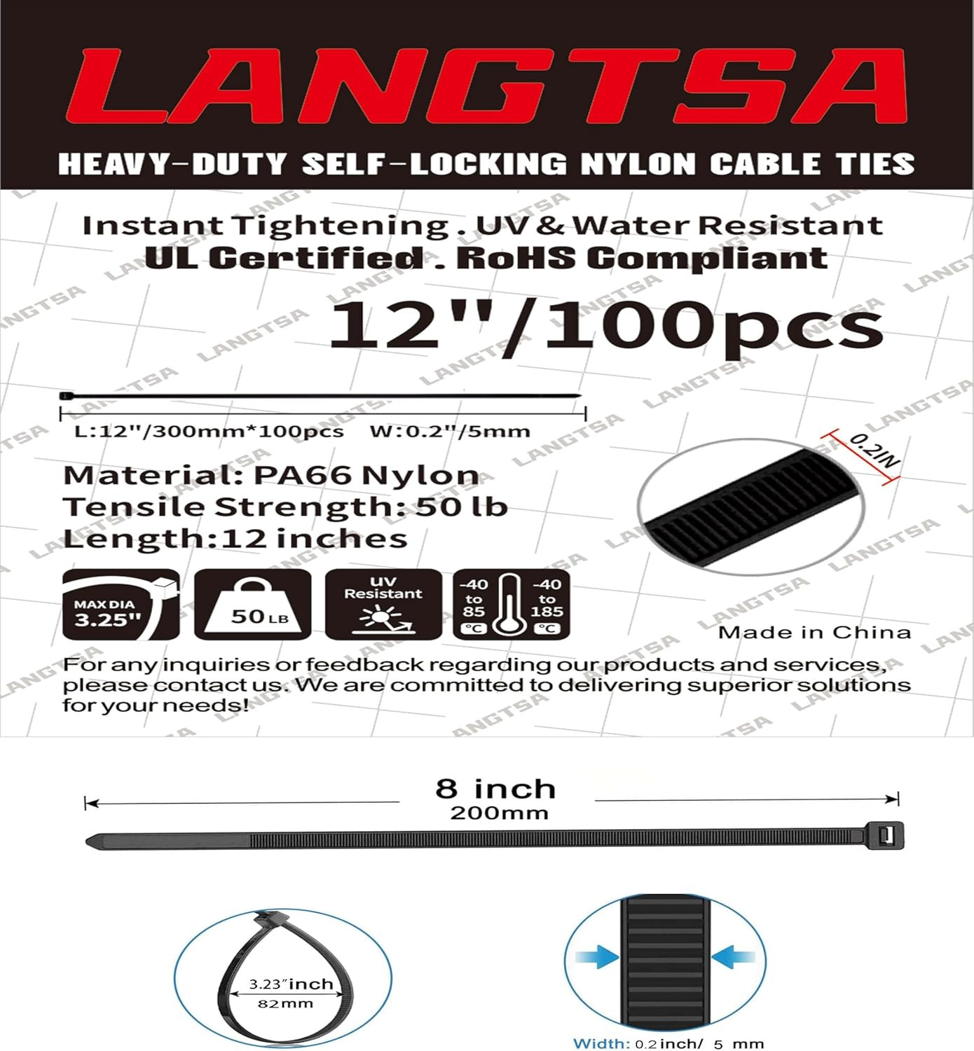 Zip Ties,12Inch 100pcs,plastic ties | Heavy-Duty 50 lb Tensile Strength | UV ...