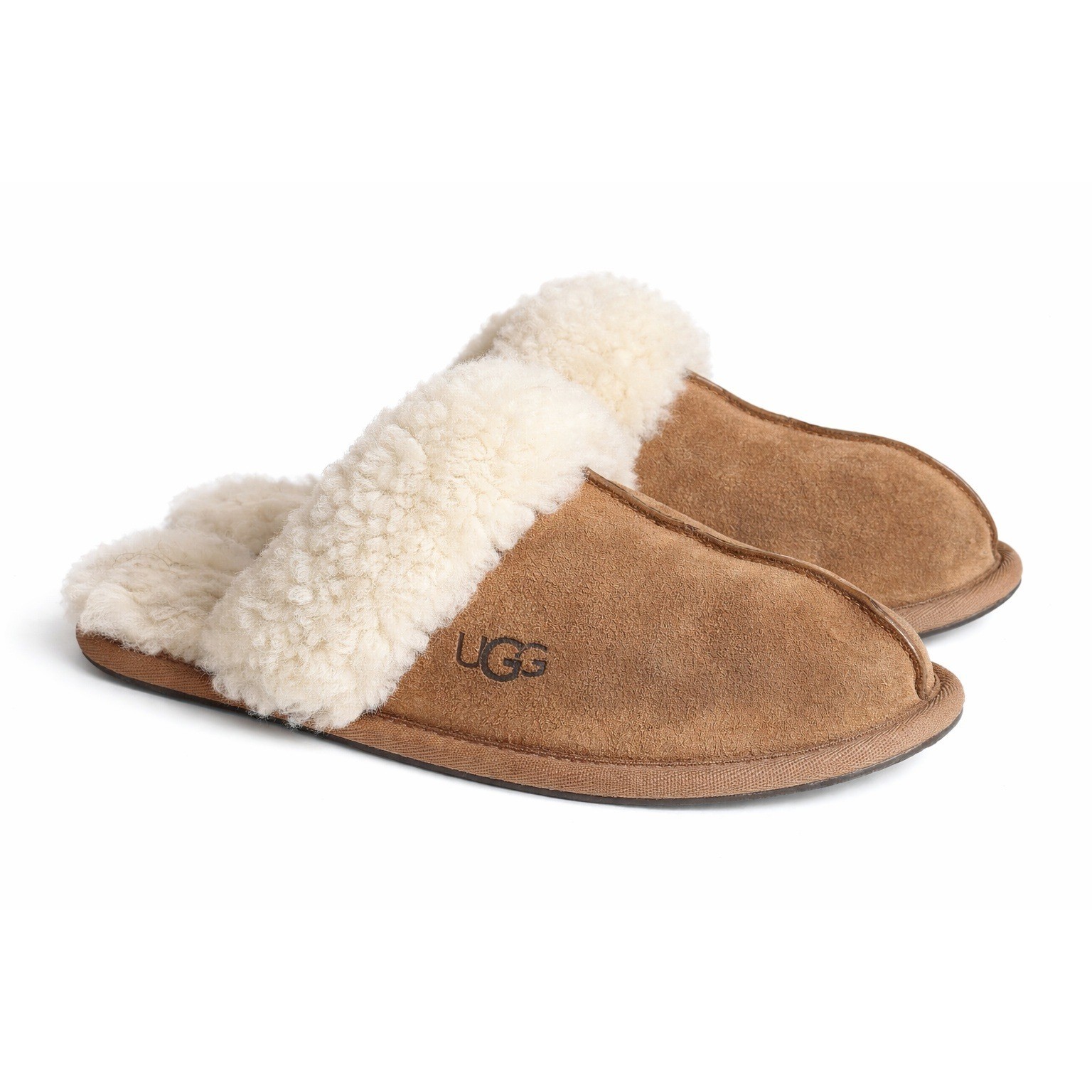 UGG Scuffette II EU 37 US 6 Tan Suede Shearling Lined Slippers Comfort Shoes