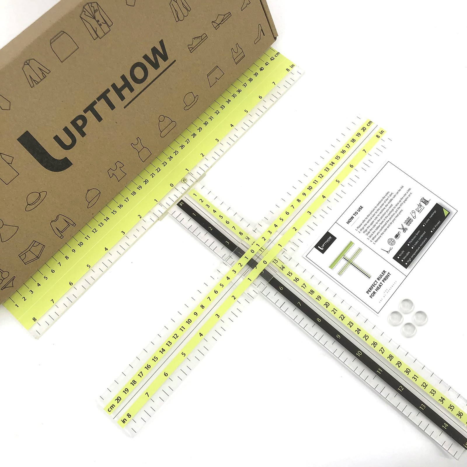 T-Shirt Alignment Ruler Guide Tool - Acrylic Transparent T-Ruler for Centering D