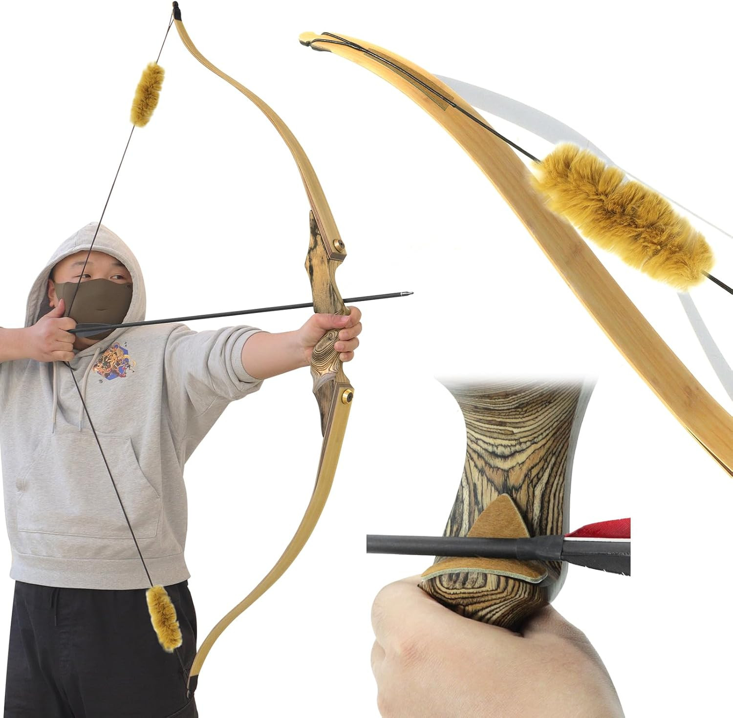 Oubert Archery Bow String Silencers Kit Fur Bow Arrow Rest Leather Bow Limb Sile