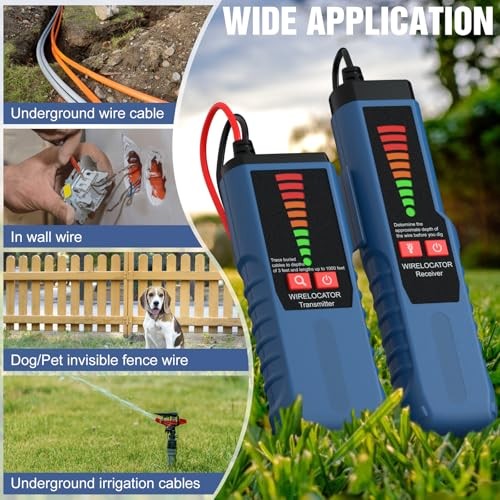 F04 Underground Wire Locator, Cable Locator with Earphone, Buried Wire