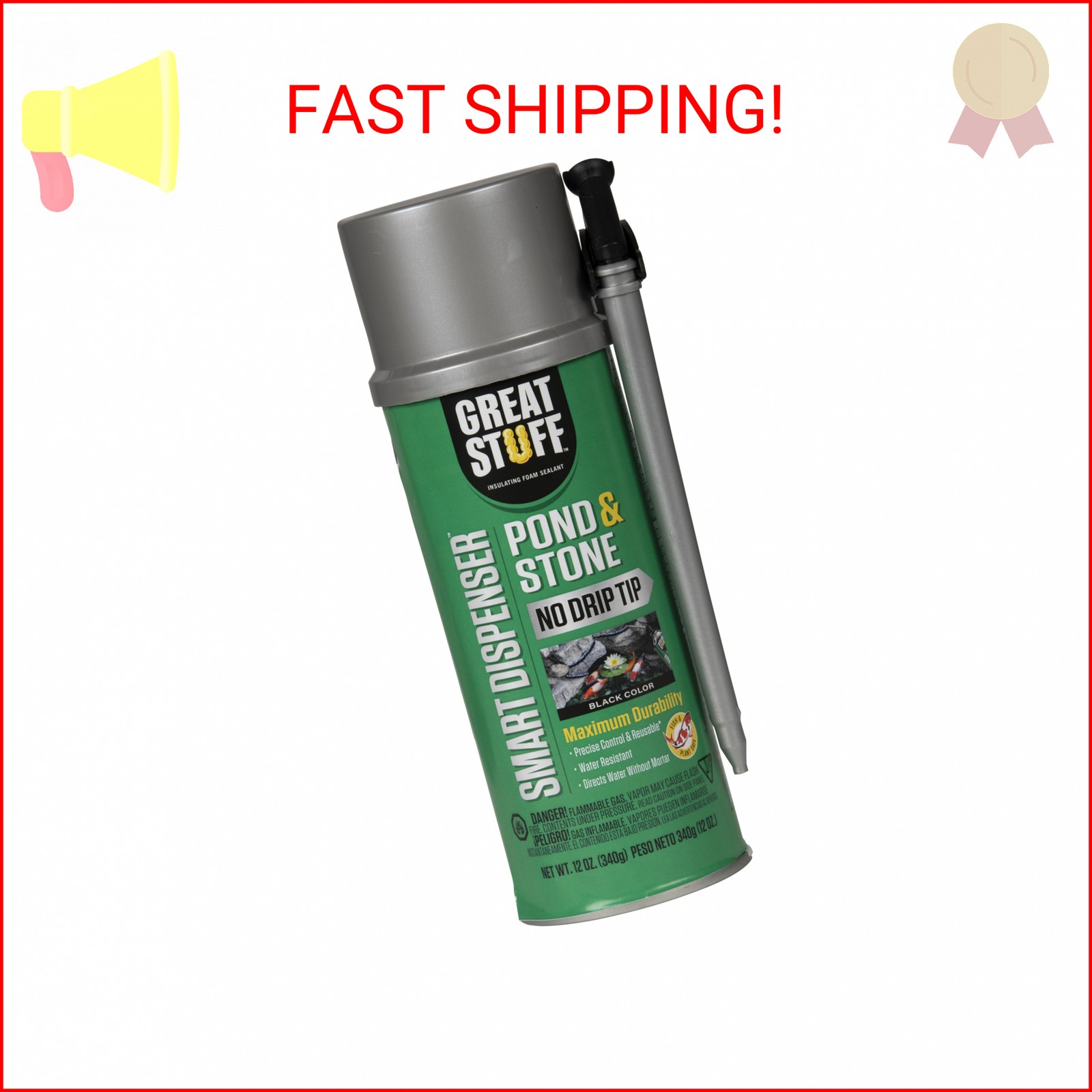 Great Stuff 99112849 Smart Dispenser Pond & Stone, 12 oz, Black