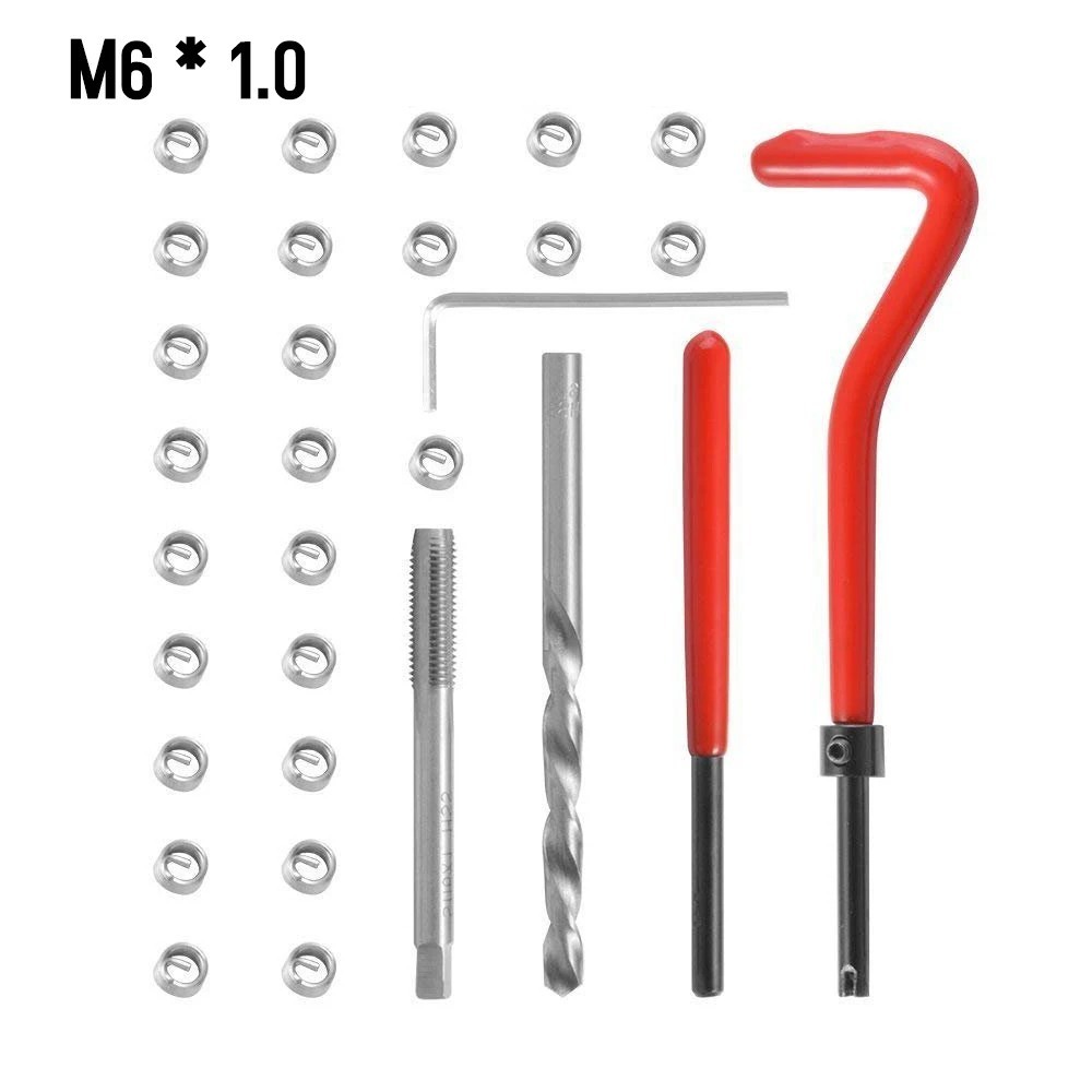 30pcs M6 X 1.0mm Thread Repair Insert Kit, Metric Helicoil Kit Compatible Hand T