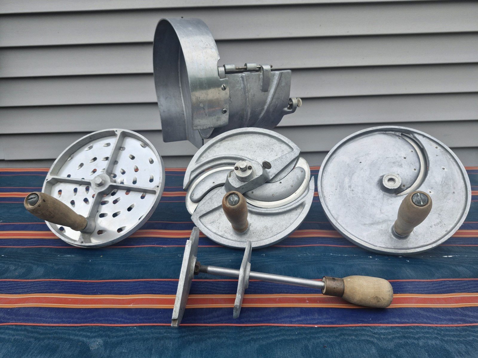 Vintage Commercial Rotary Food Slicer Shredder Cast Aluminum Hand Crank w/...