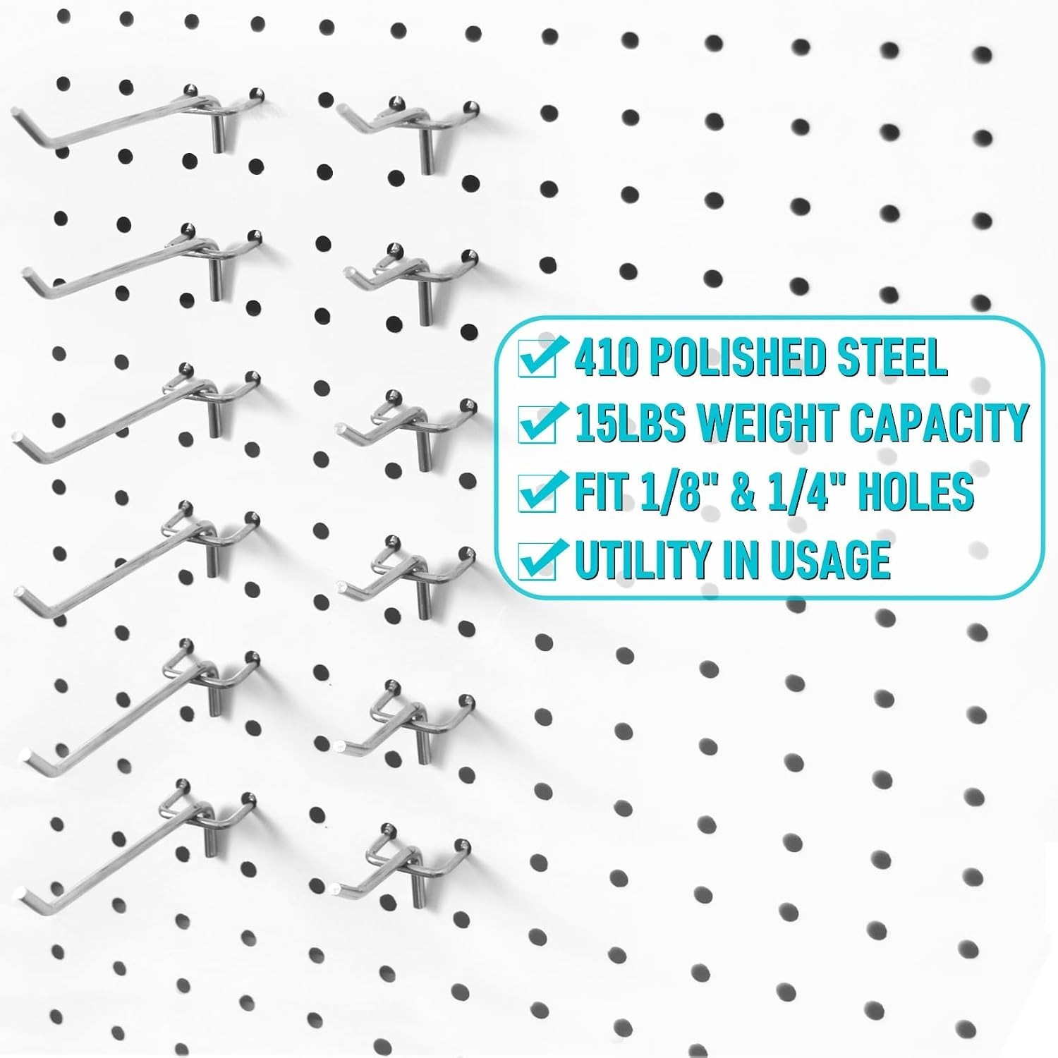 Pegboard Hooks Accessories - 62pcs 2/4/6 Inch Metal Peg Board Tool Hangers, F...