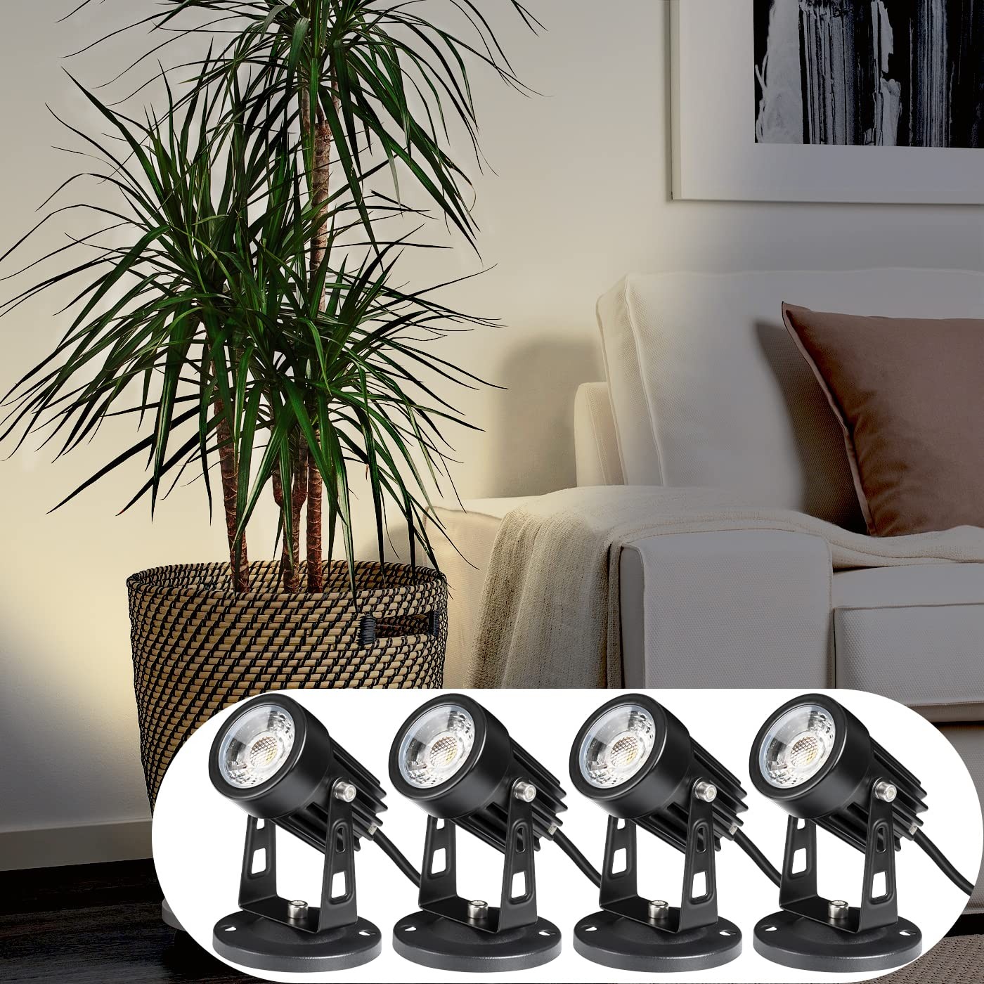 SUNVIE 4 Pack LED Spotlights Indoor 120V Warm White Uplighting for Plants | 3...