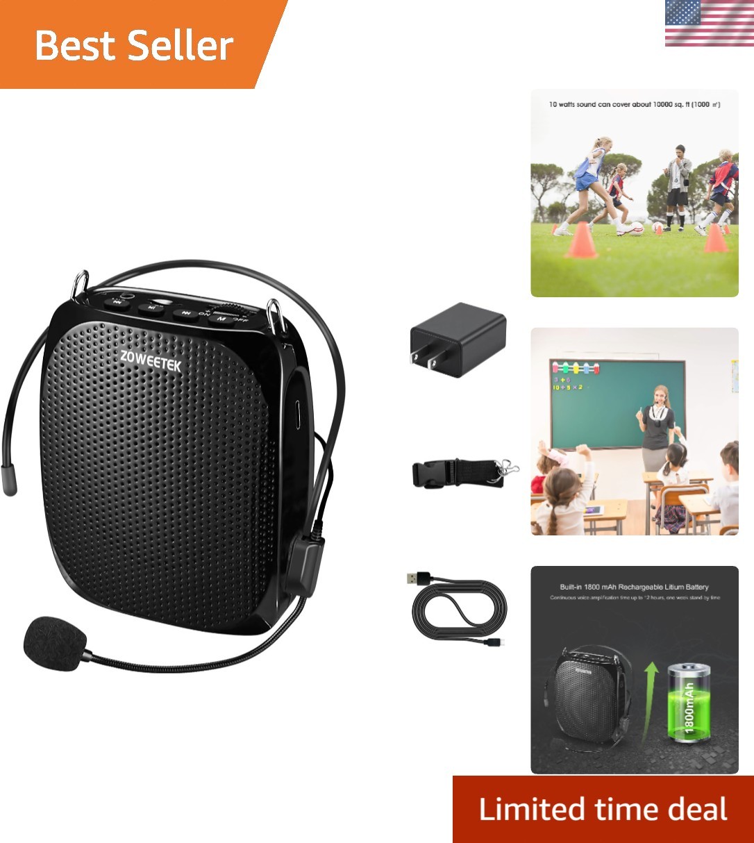 Rechargeable Mini Voice Amplifier for Teachers - Supports MP3 & AUX Connection