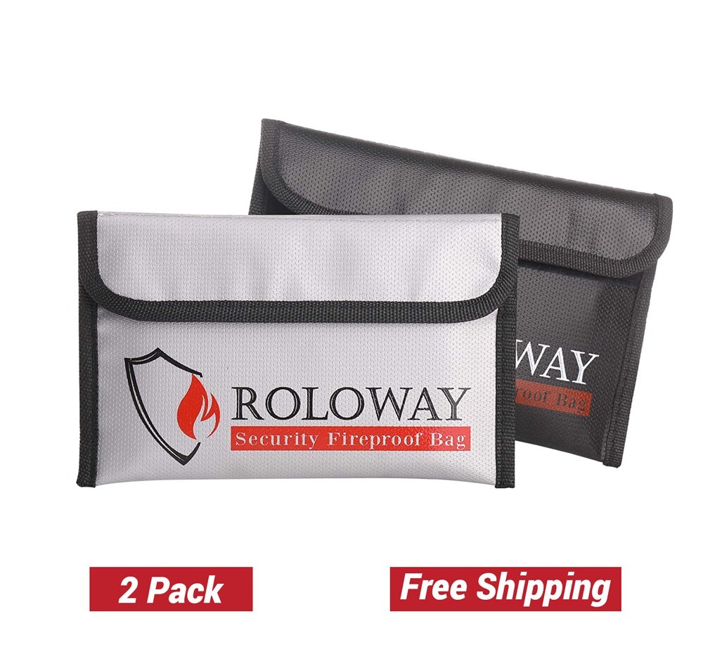 2 Pack Small Fireproof Bag, Non-itchy Fireproof Money Bag, Fireproof Wallet Bag