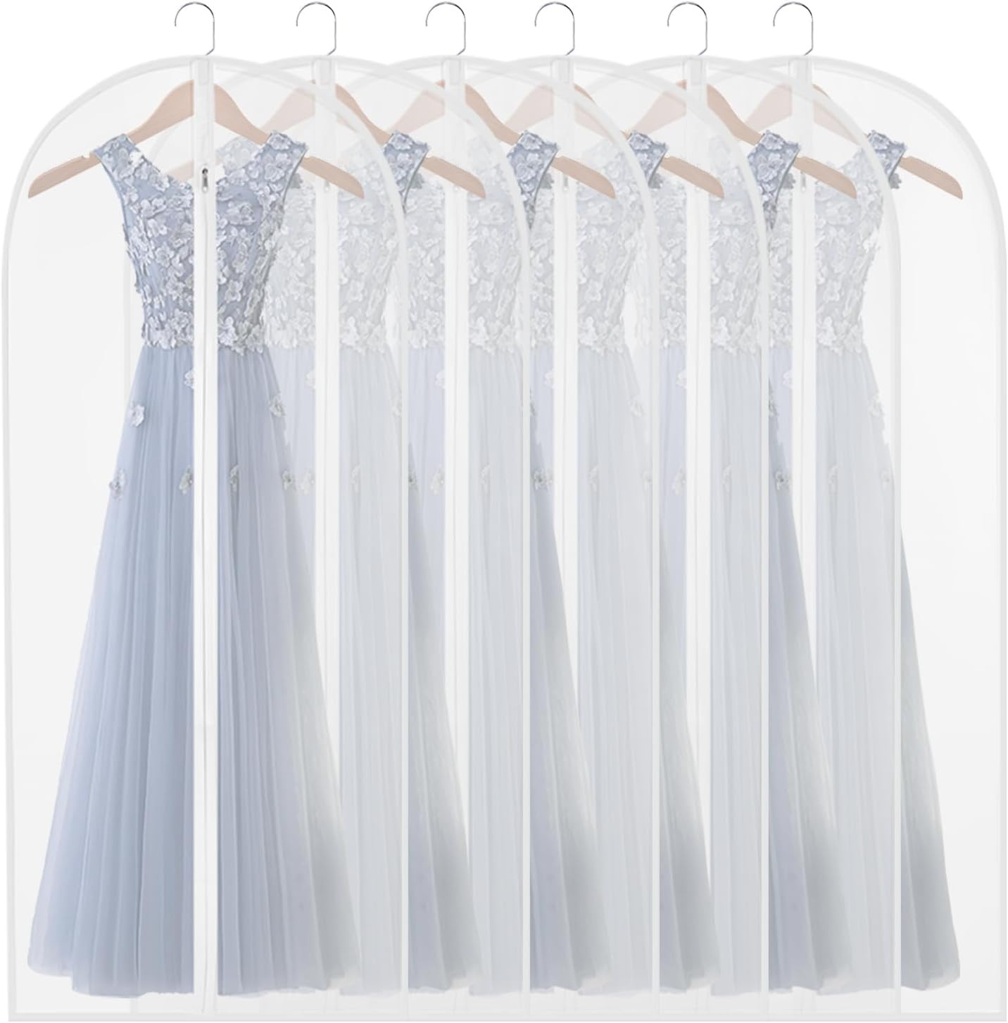 Garment Bags for Long Dresses,60In Clear Hanging Lightweight White Breathable Du