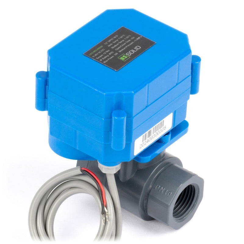 U.S. Solid 1/2" UPVC Motorized Ball Valve 85-265V AC 2 Wire Auto Return NO Full