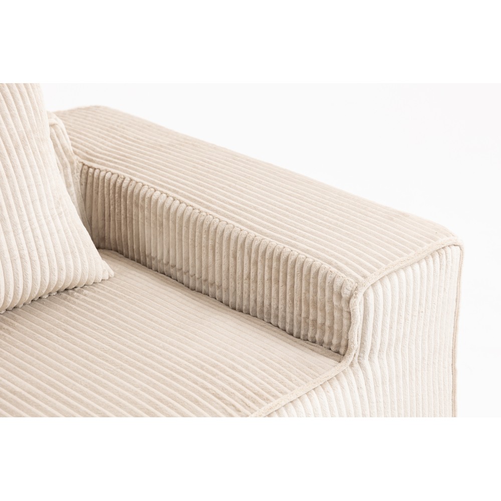 Beige 3-Seat Sectional Sofa w/ All-Foam Deep Seating, Modern Couch