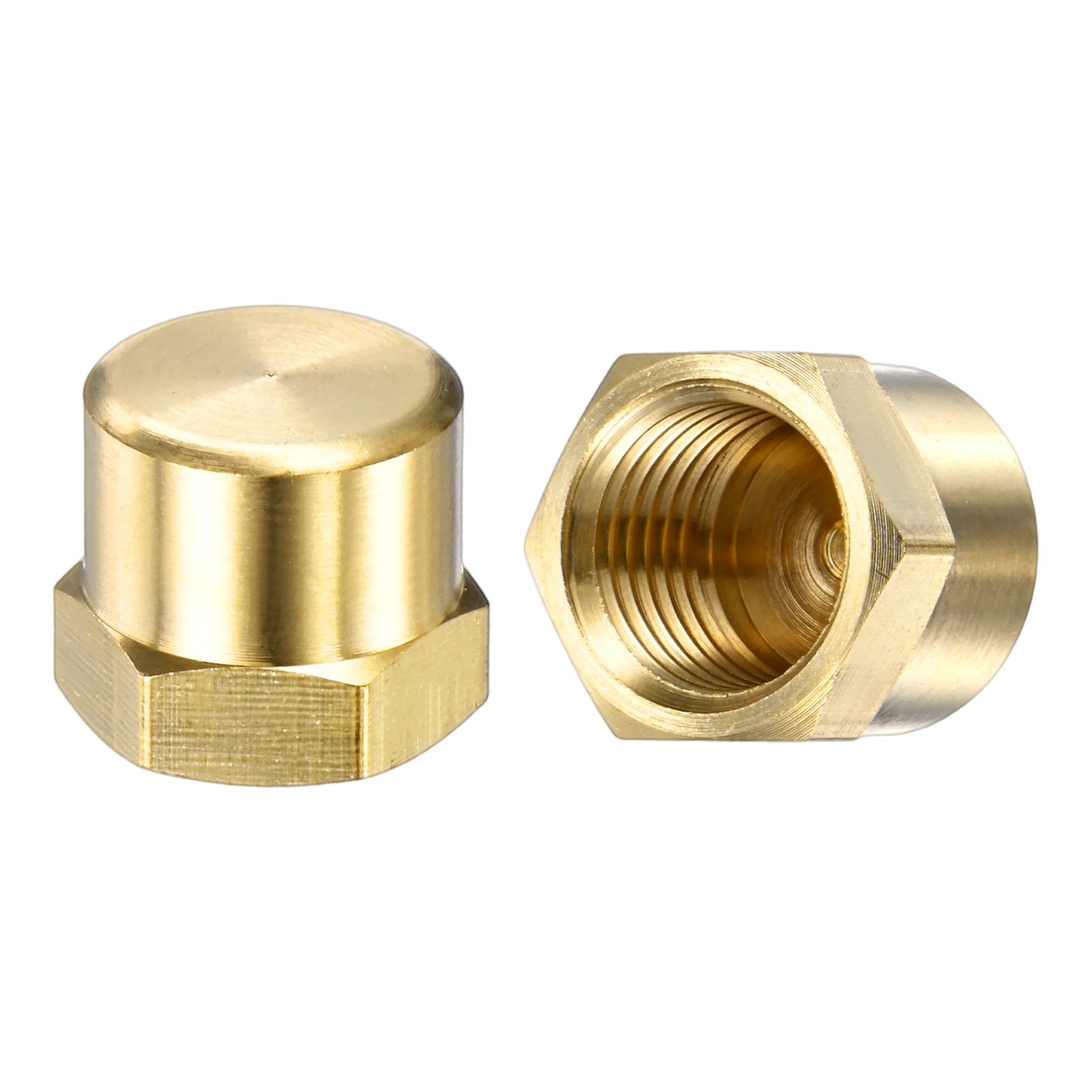 2-Pack Brass Pipe Fitting, 1/4 Inch NPT Female Thread Hex End Cap