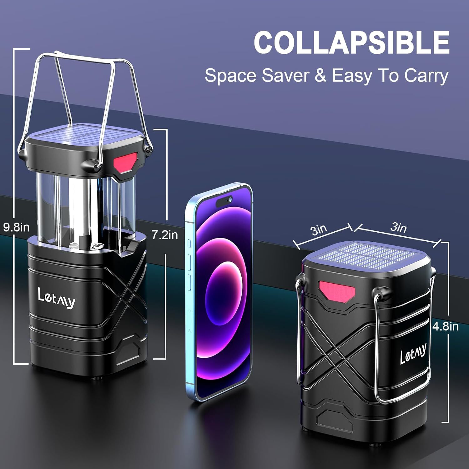 4 Pack Camping Lantern, Rechargeable LED Lanterns, Solar Lantern Battery Powered