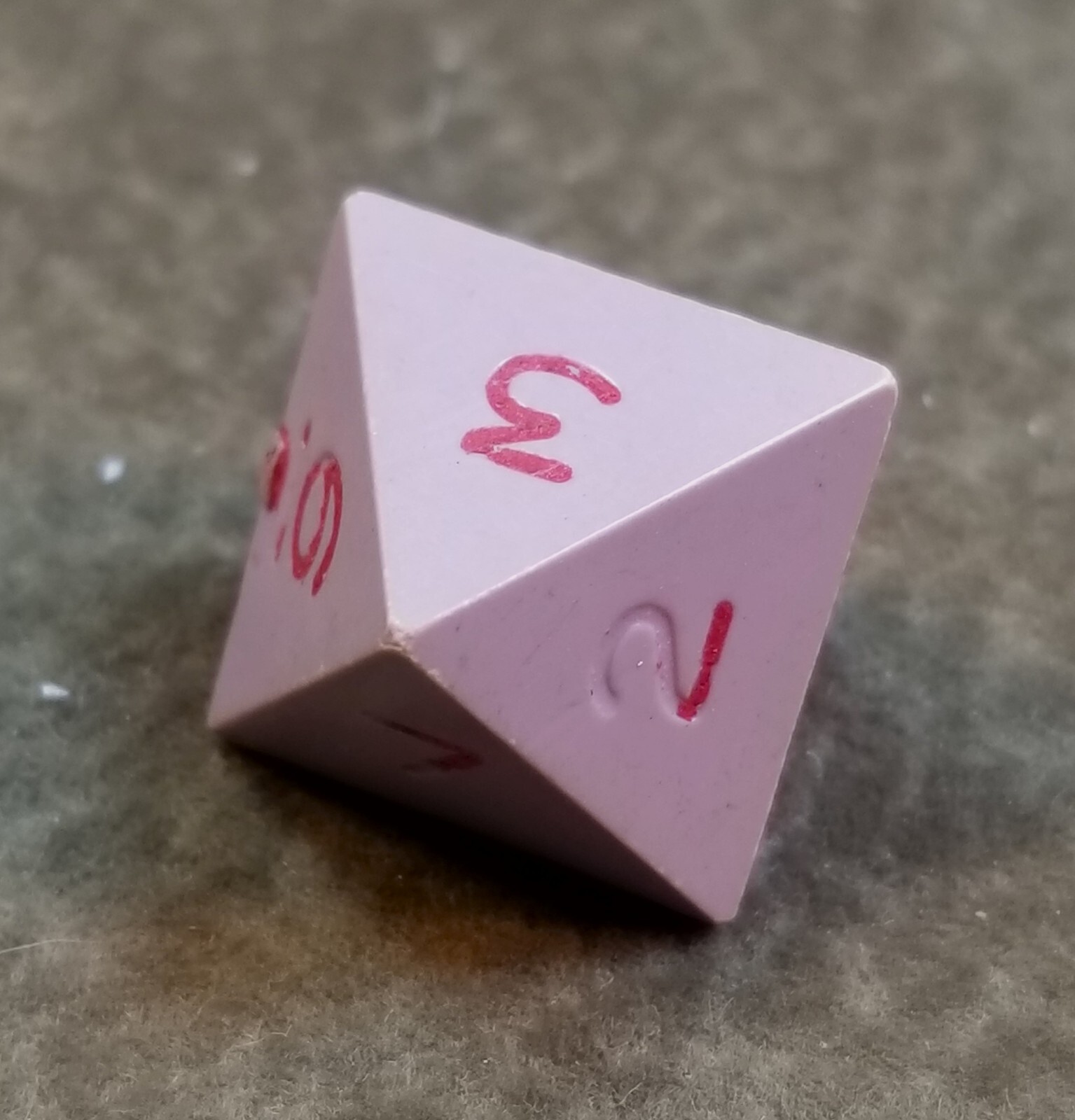Vintage Armory Opaque Lavender D8 8-Sided Polyhedral Die RPG AD&D with Red Pips