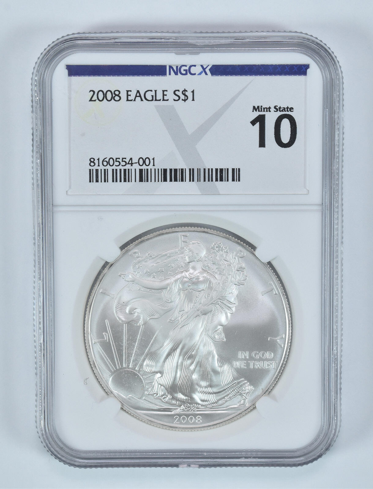 2008 American Silver Eagle Mint State 10 NGC X NGCX