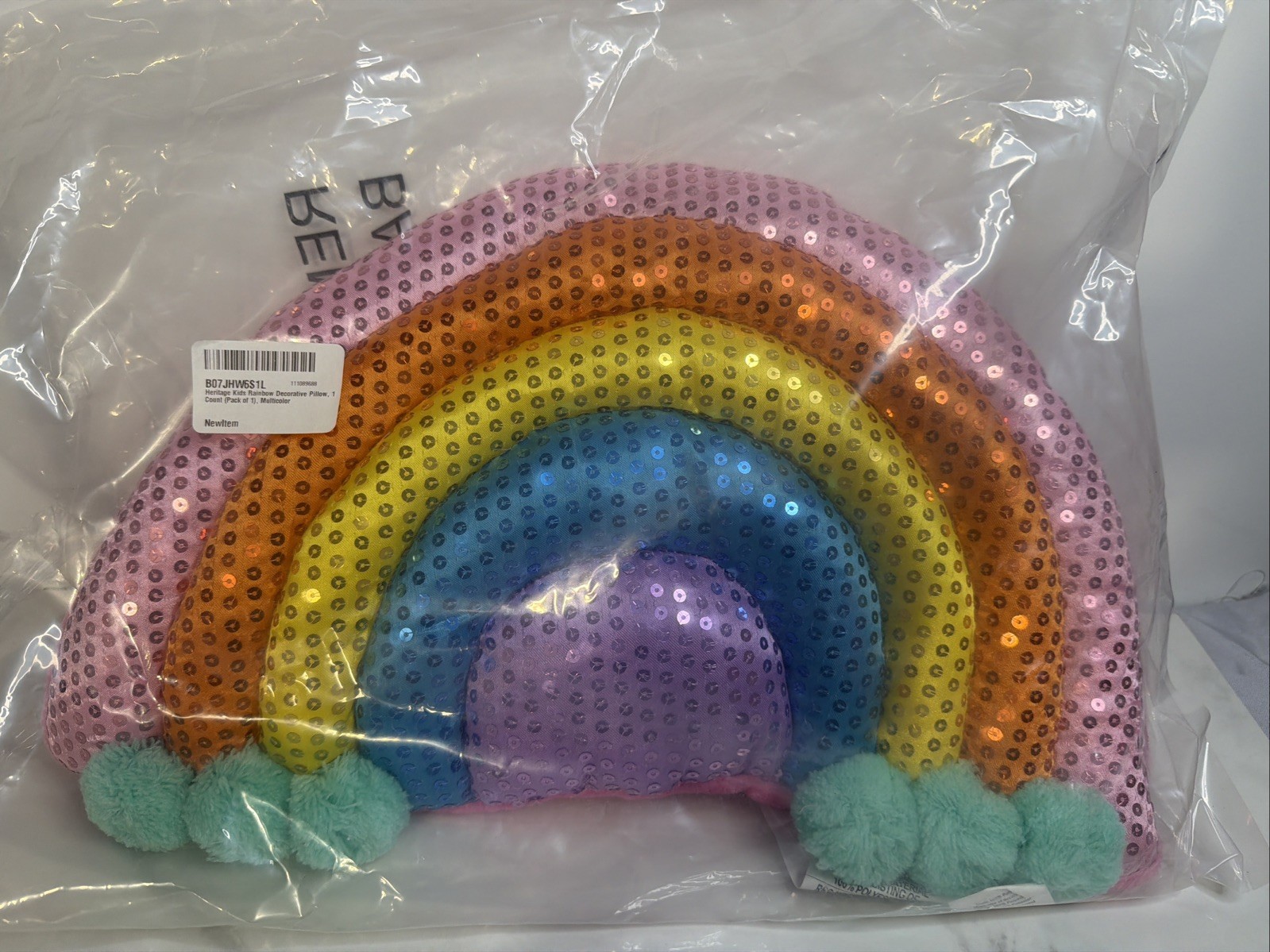 Your Zone Rainbow Pillow Sequin Walmart Girls Room Accent Colorful Teen Sparkly